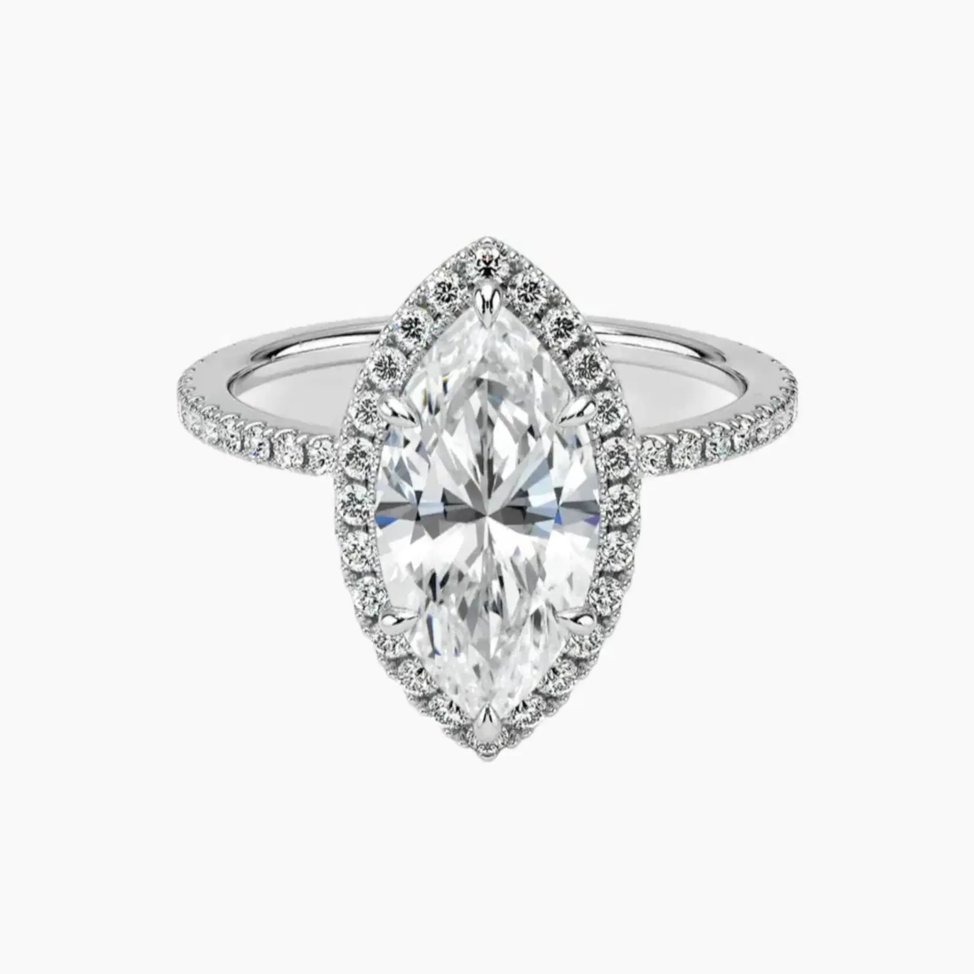 OBSER529 - Cassiopeia Pave Halo Marquise engagement ring setting view 1