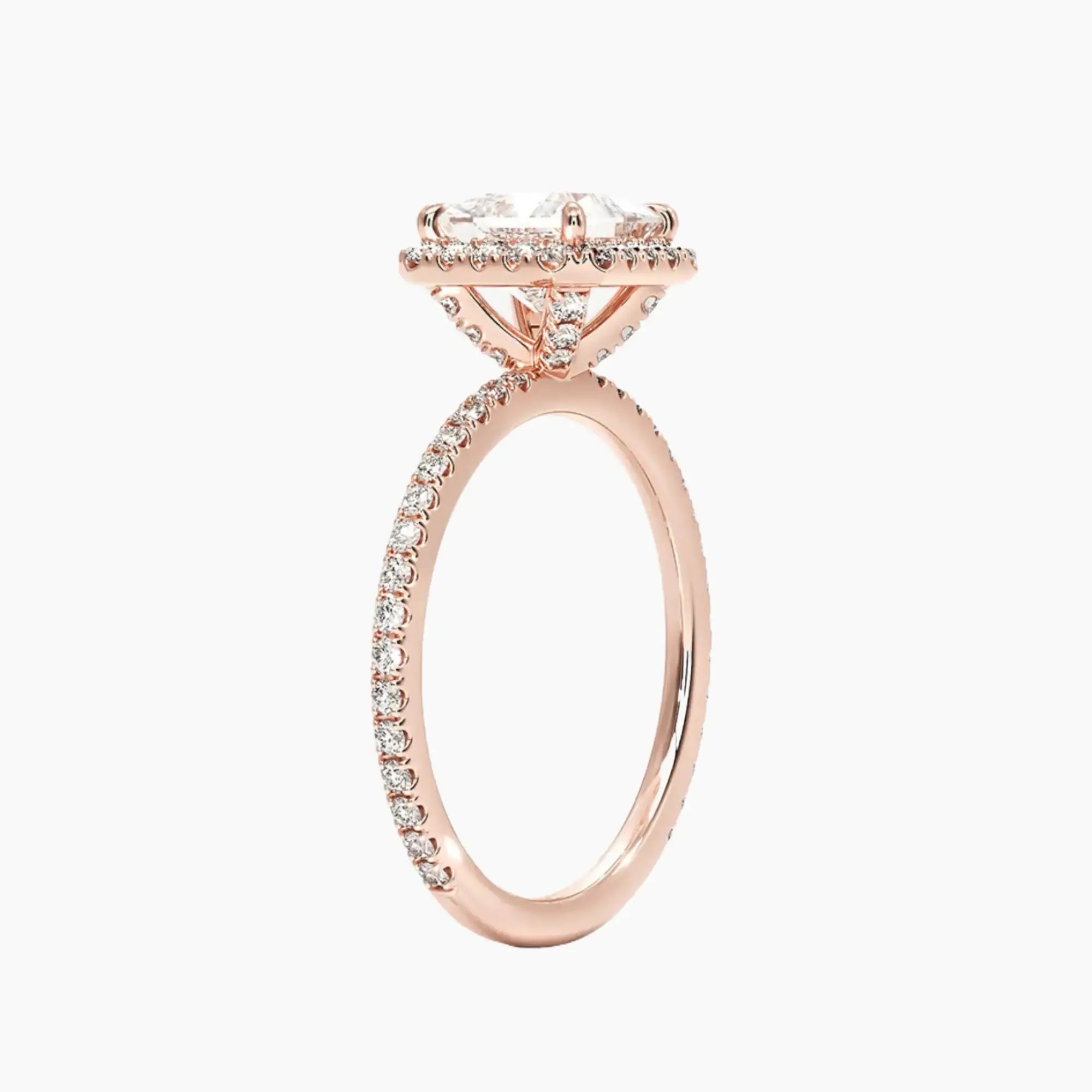 OBSER531 - Cassiopeia Pave Halo Princess engagement ring setting view 5