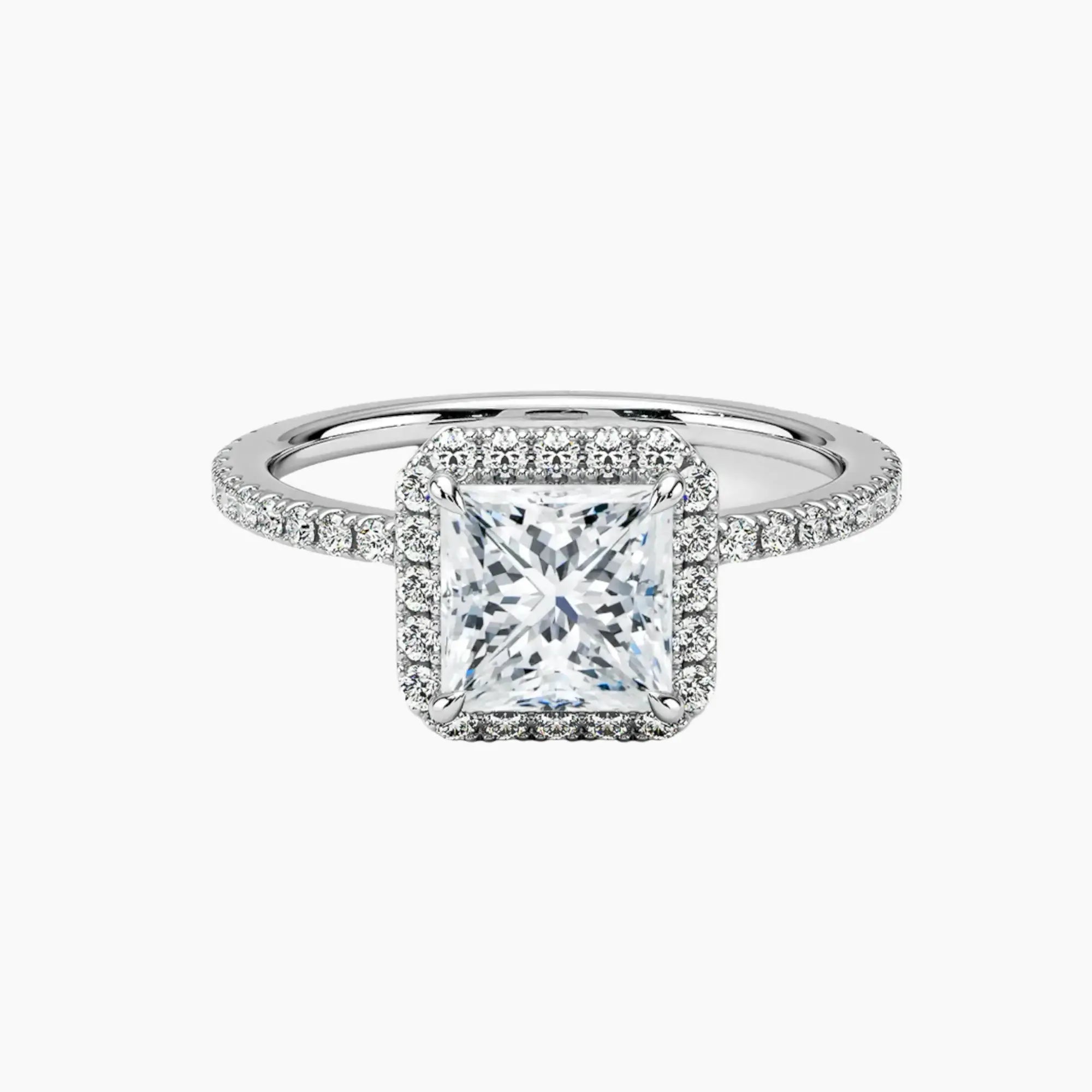 OBSER531 - Cassiopeia Pave Halo Princess engagement ring setting view 1