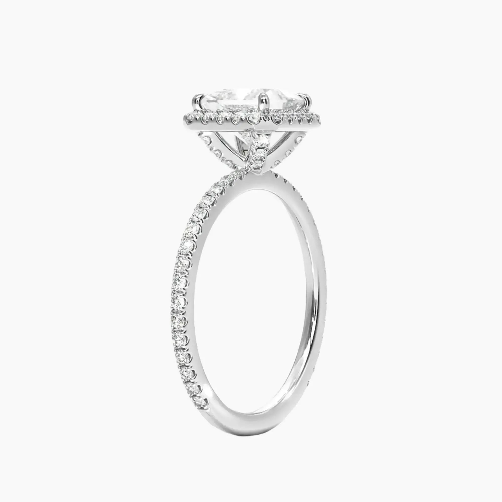 OBSER531 - Cassiopeia Pave Halo Princess engagement ring setting view 2