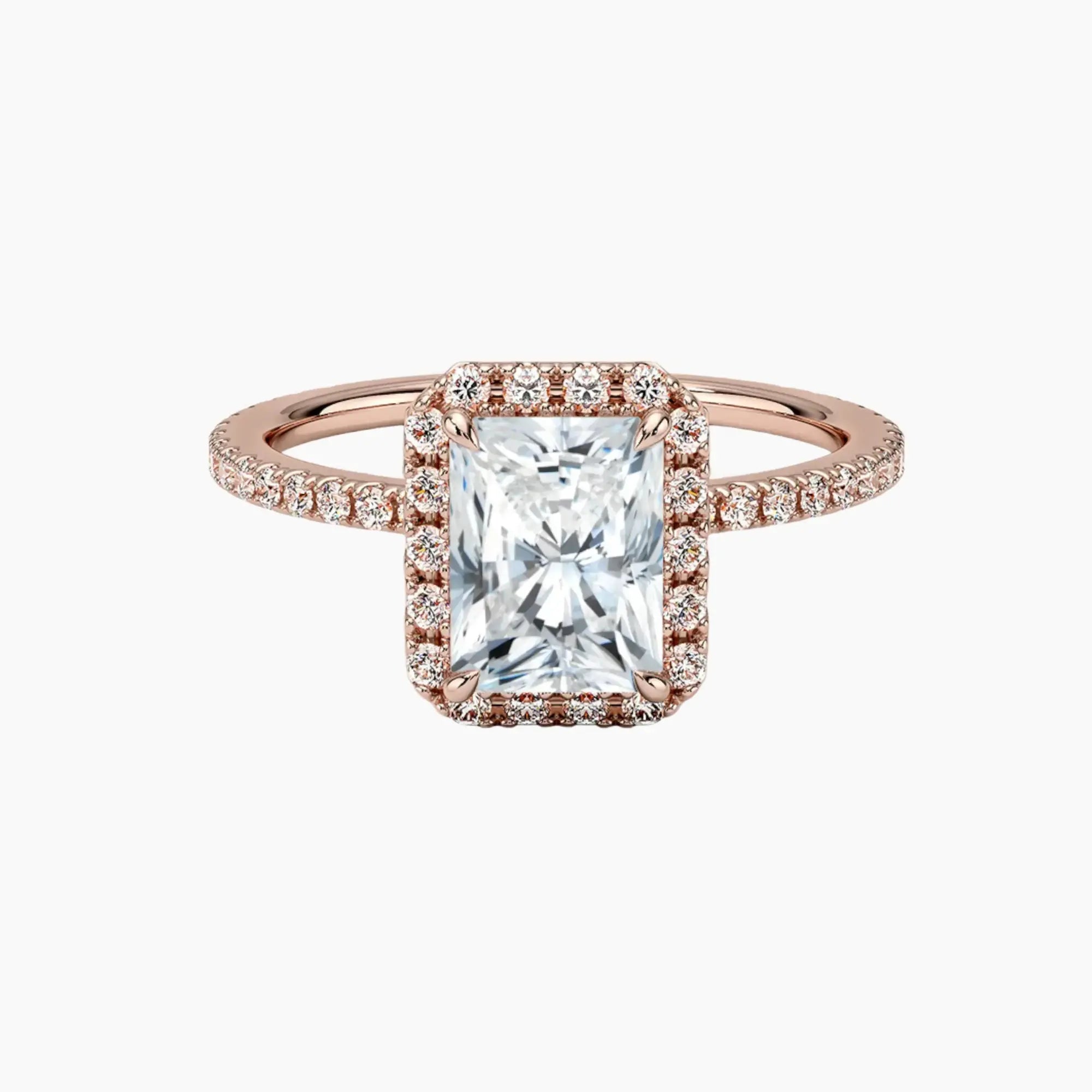 OBSER127 - Cassiopeia Pave Halo Radiant engagement ring setting view 4