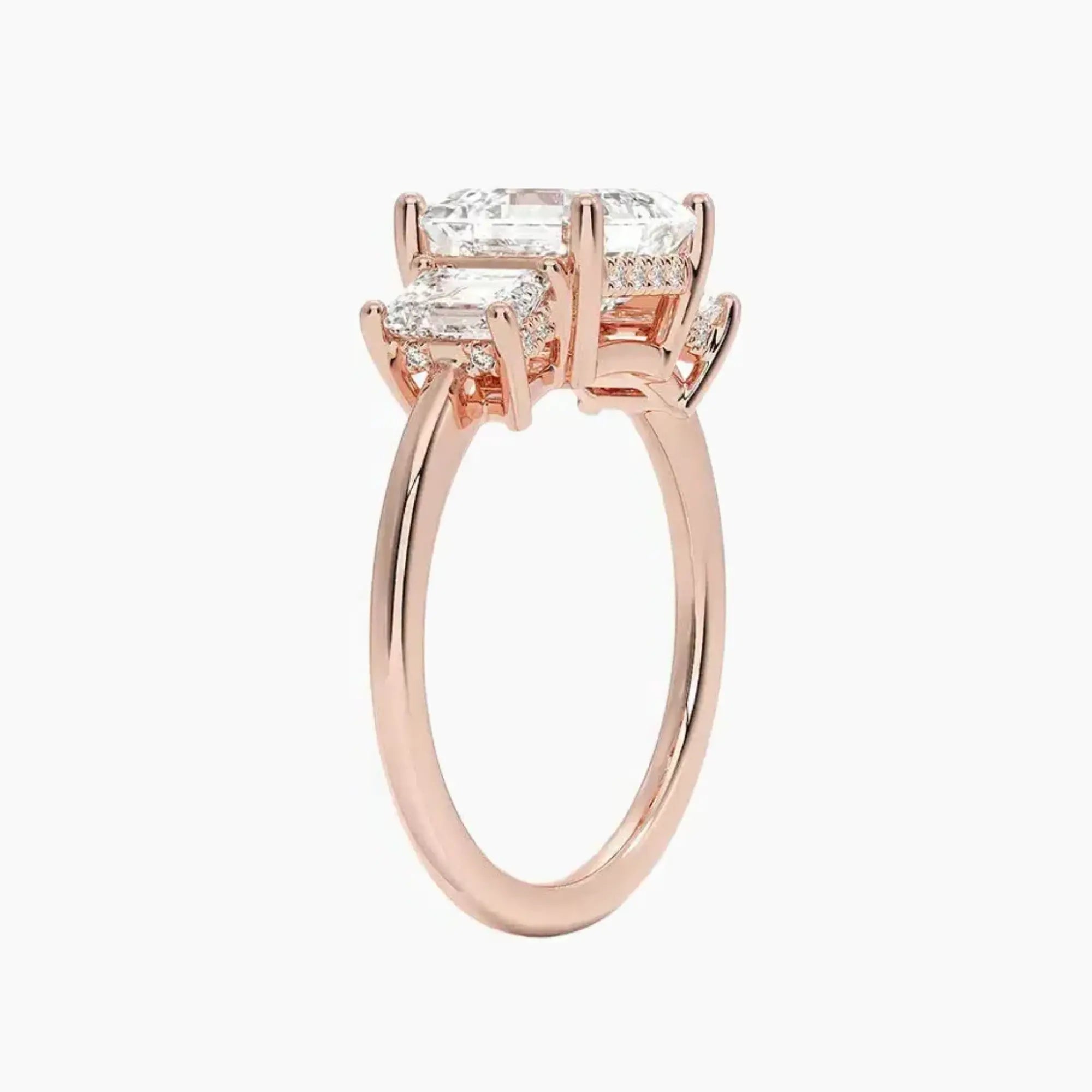 OBSER647 - Aurelia Hidden Halo Three Stone Asscher engagement ring setting view 5