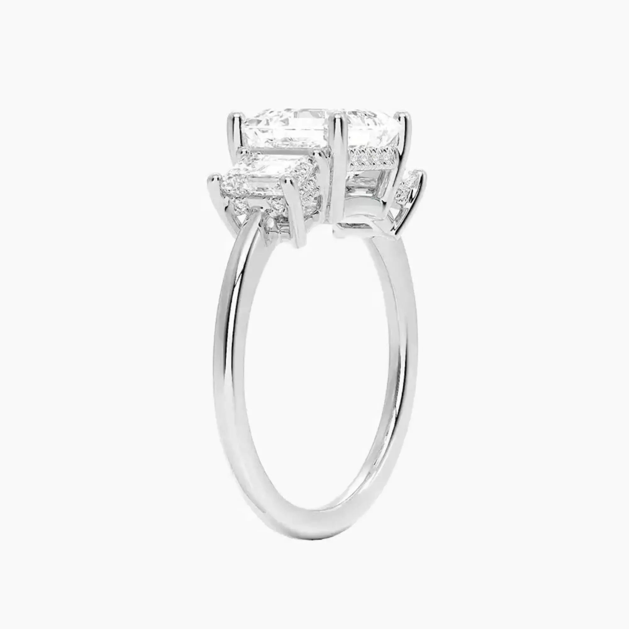 OBSER647 - Aurelia Hidden Halo Three Stone Asscher engagement ring setting view 2