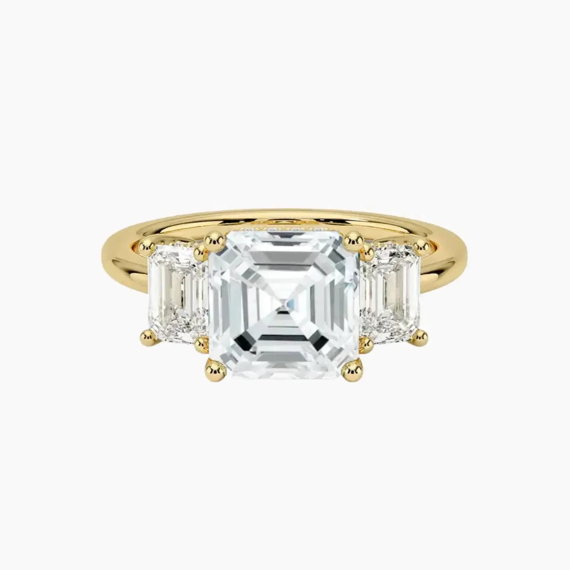 OBSER647 - Aurelia Hidden Halo Three Stone Asscher engagement ring setting view 7
