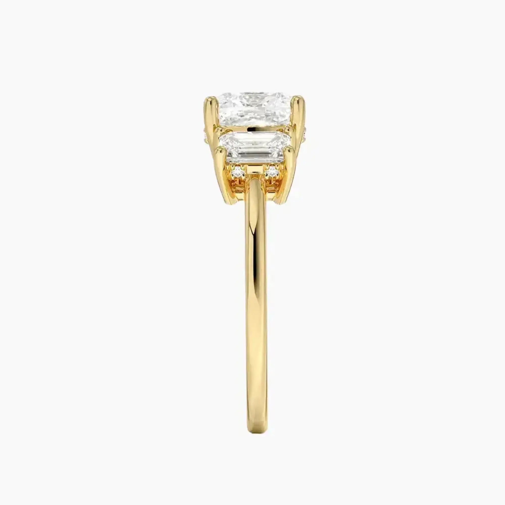 OBSER186 - Aurelia Hidden Halo Three Stone Cushion engagement ring setting view 9