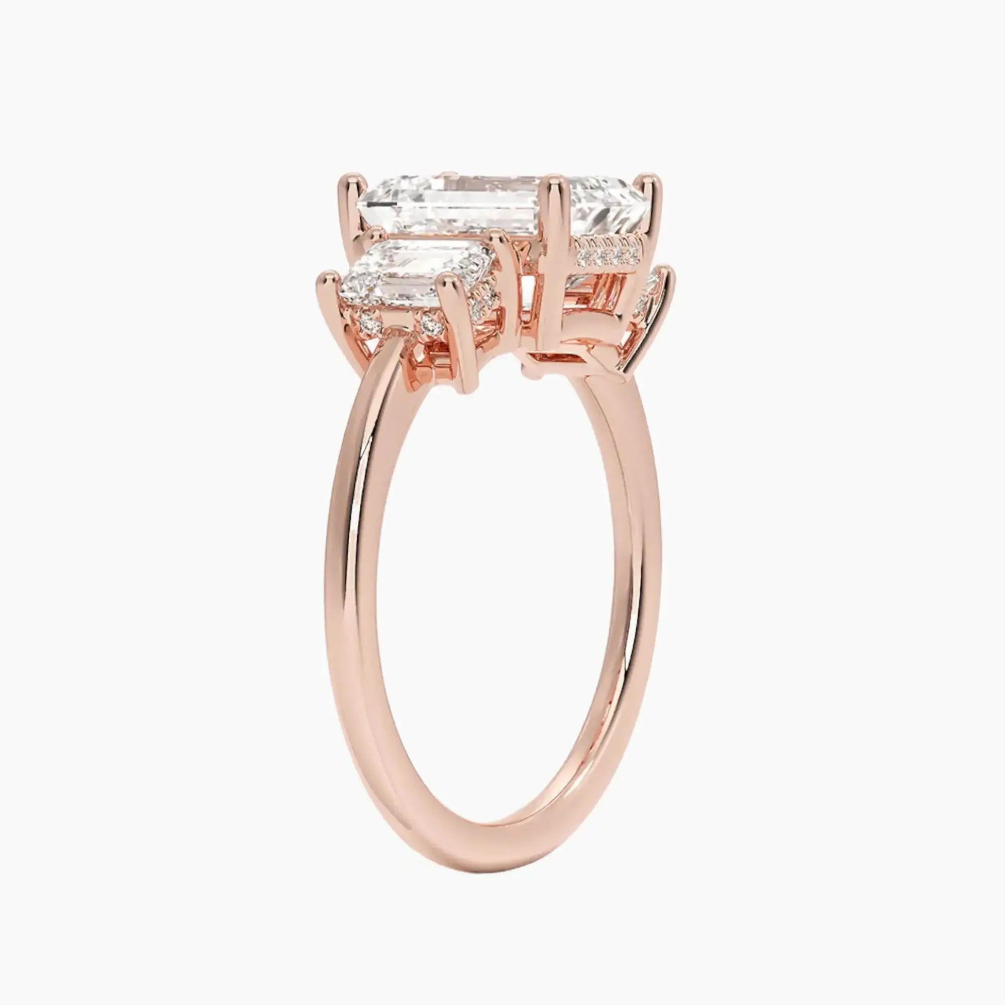 OBSER649 - Aurelia Hidden Halo Three Stone Emerald engagement ring setting view 5