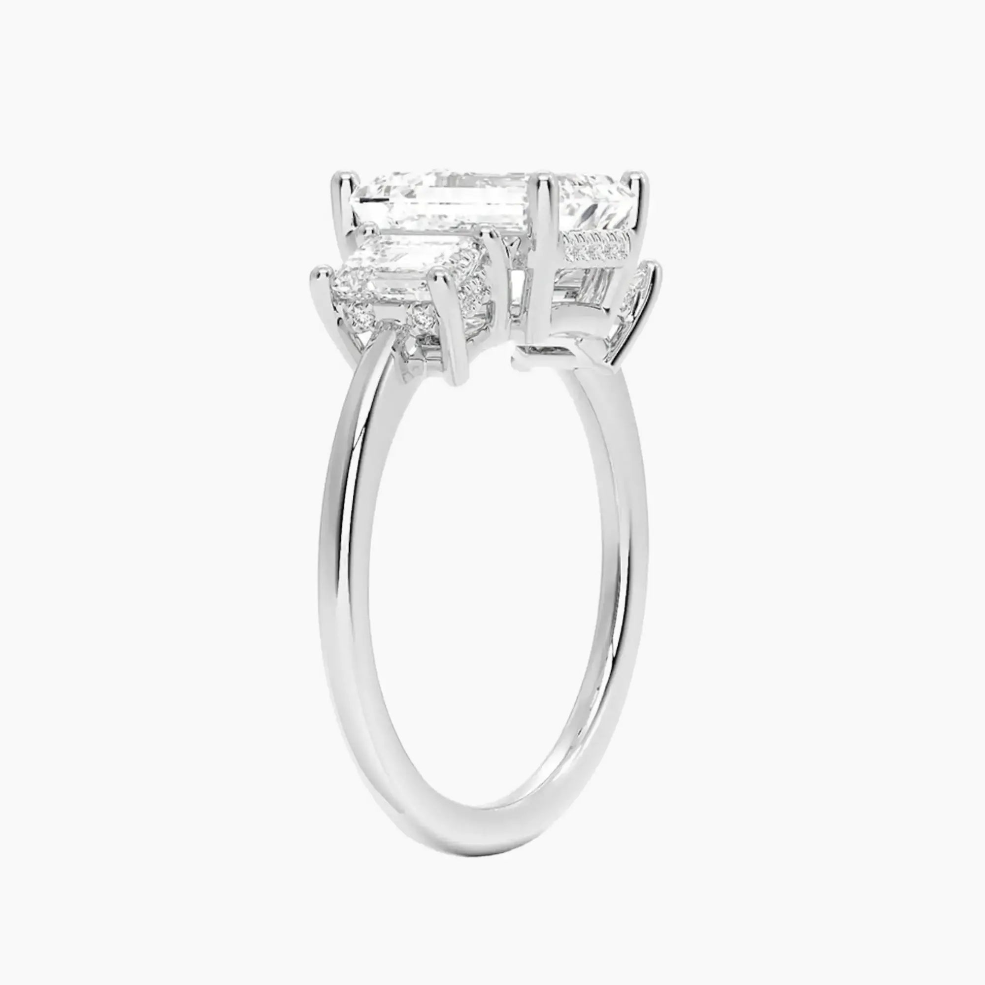 OBSER649 - Aurelia Hidden Halo Three Stone Emerald engagement ring setting view 2