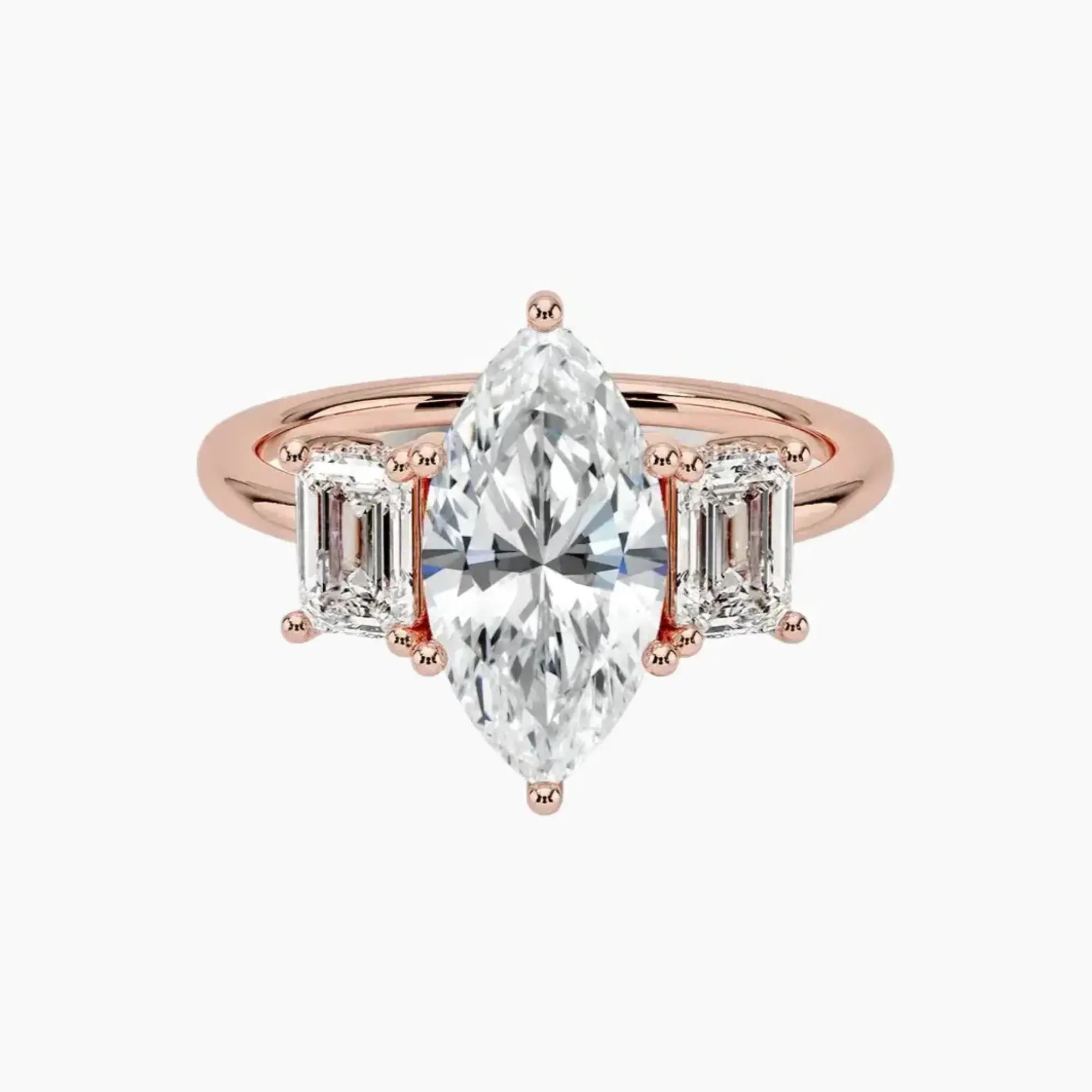 OBSER648 - Aurelia Hidden Halo Three Stone Marquise engagement ring setting view 4