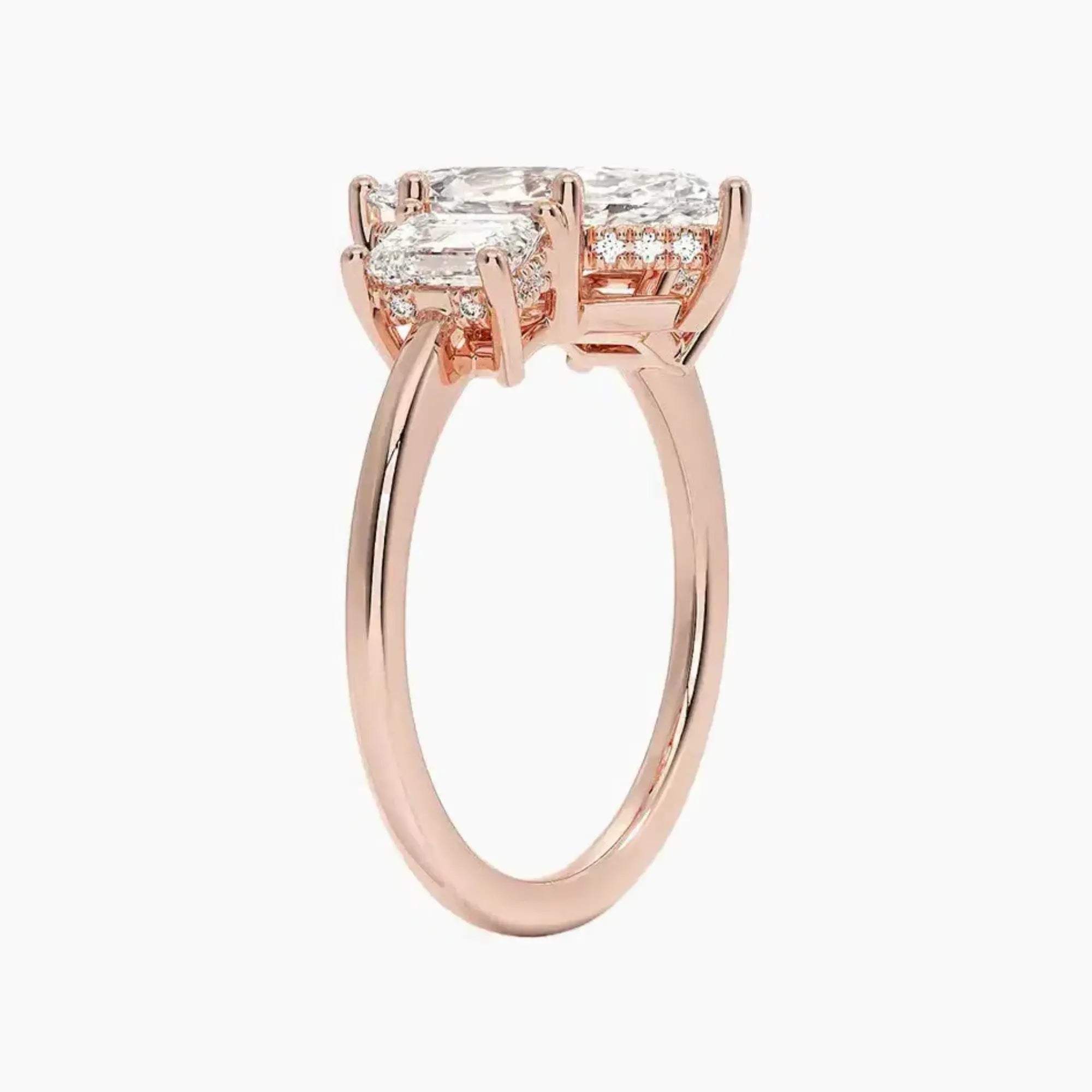 OBSER648 - Aurelia Hidden Halo Three Stone Marquise engagement ring setting view 5