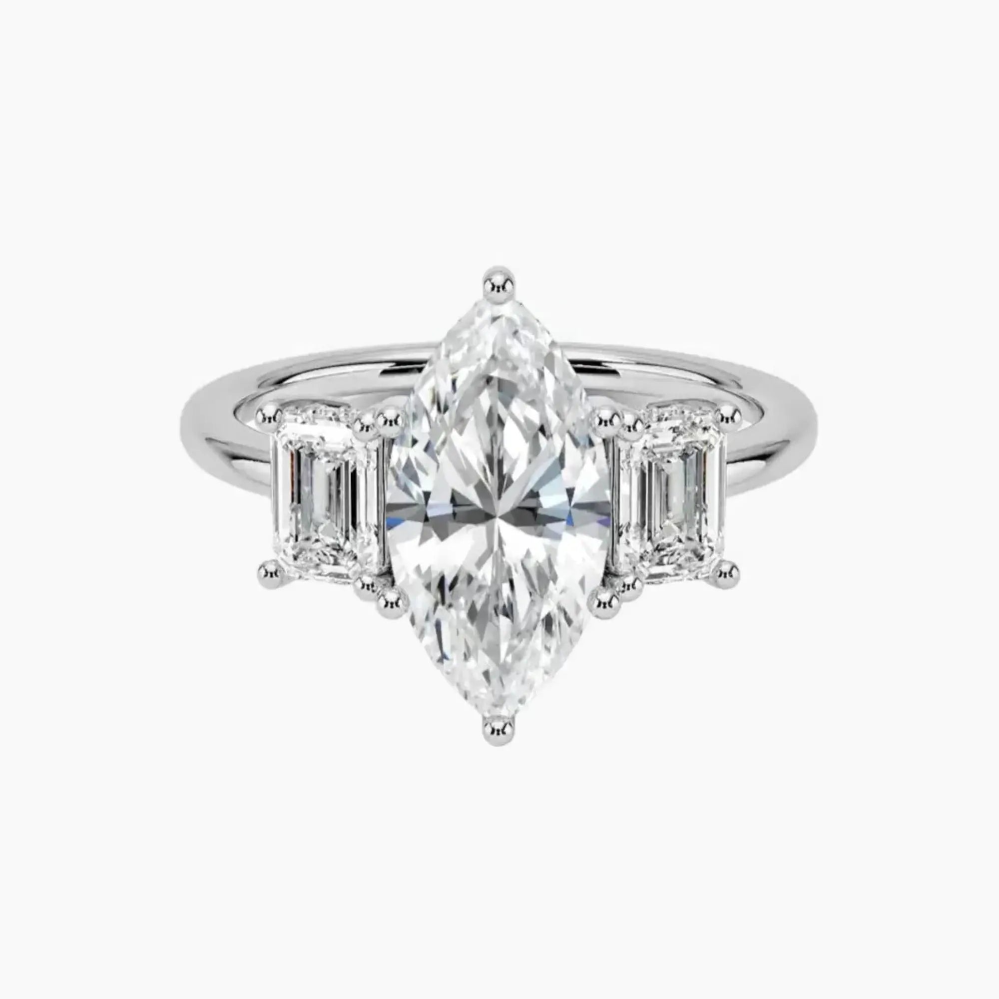 OBSER648 - Aurelia Hidden Halo Three Stone Marquise engagement ring setting view 1