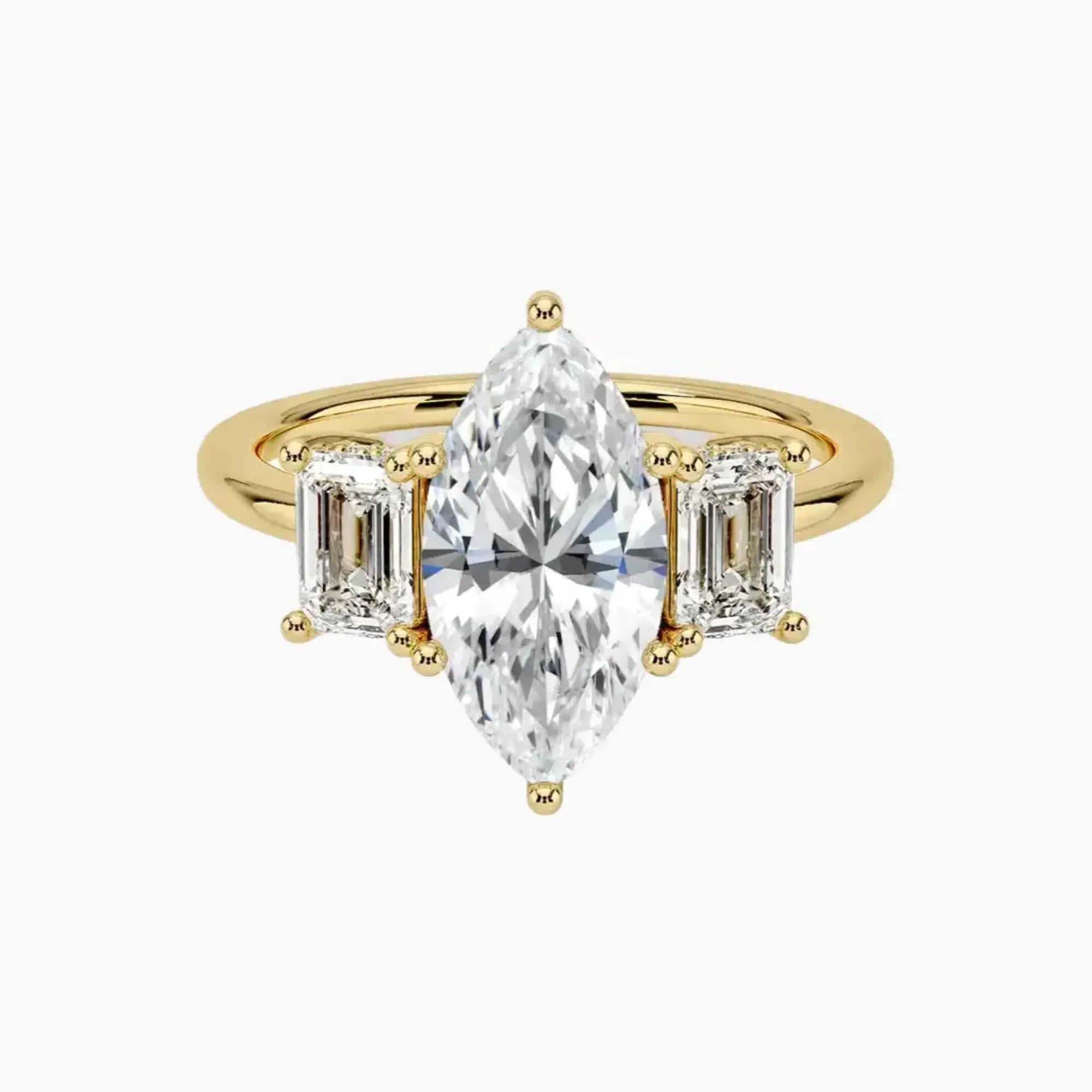 OBSER648 - Aurelia Hidden Halo Three Stone Marquise engagement ring setting view 7