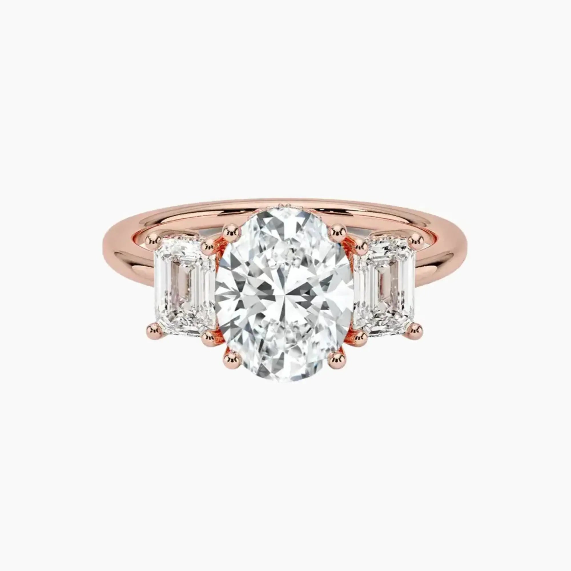 OBSER651 - Aurelia Hidden Halo Three Stone Oval engagement ring setting view 4
