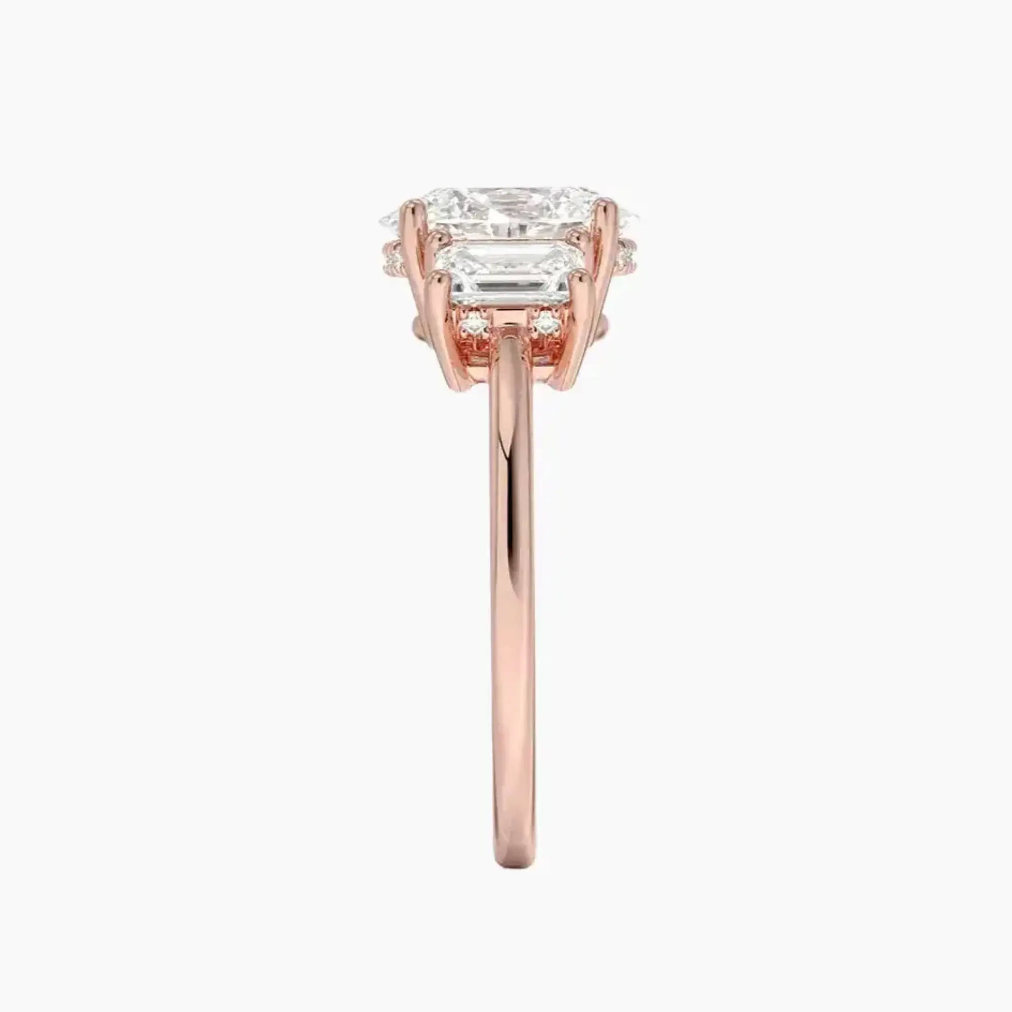 OBSER651 - Aurelia Hidden Halo Three Stone Oval engagement ring setting view 6