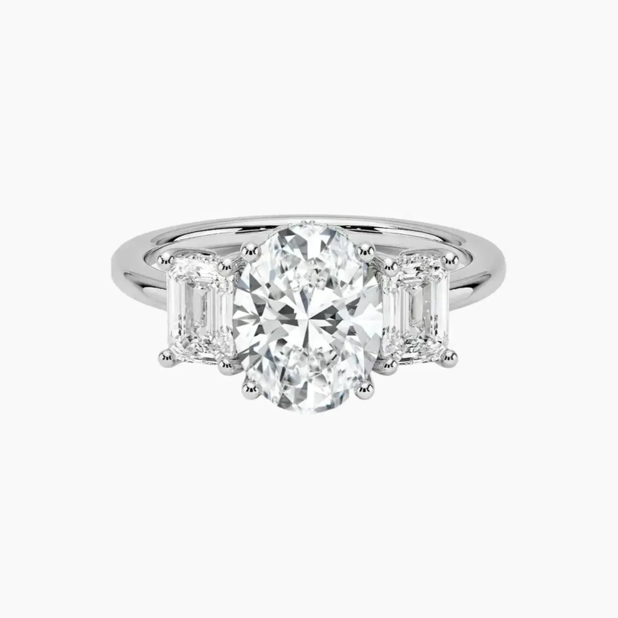 OBSER651 - Aurelia Hidden Halo Three Stone Oval engagement ring setting view 1