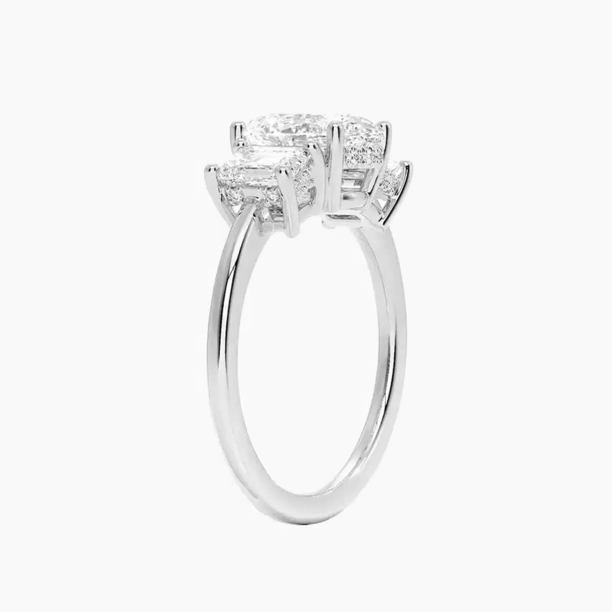 OBSER651 - Aurelia Hidden Halo Three Stone Oval engagement ring setting view 2