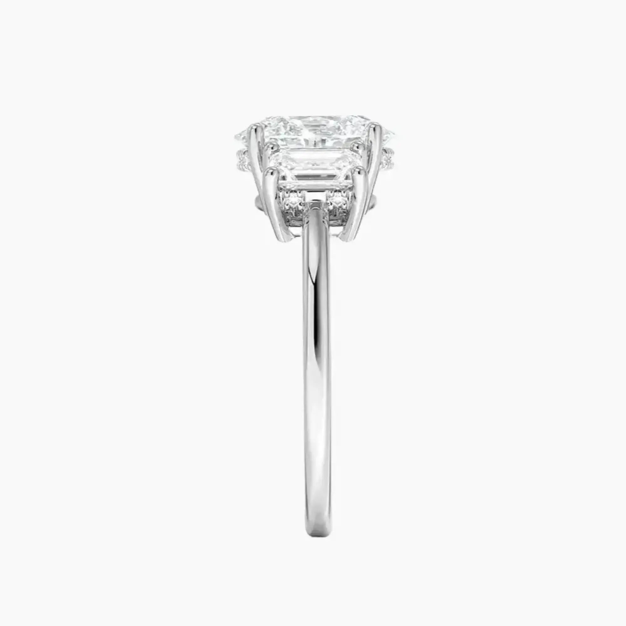OBSER651 - Aurelia Hidden Halo Three Stone Oval engagement ring setting view 3