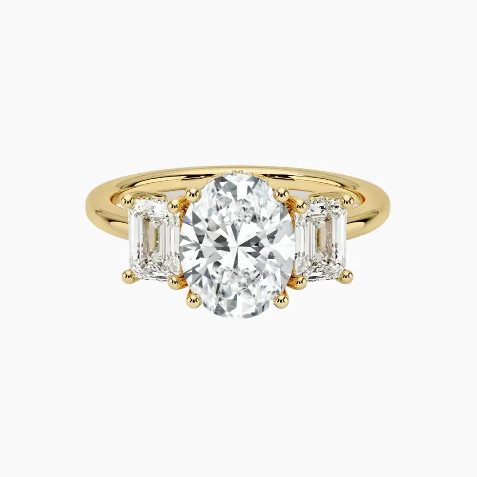 OBSER651 - Aurelia Hidden Halo Three Stone Oval engagement ring setting view 7