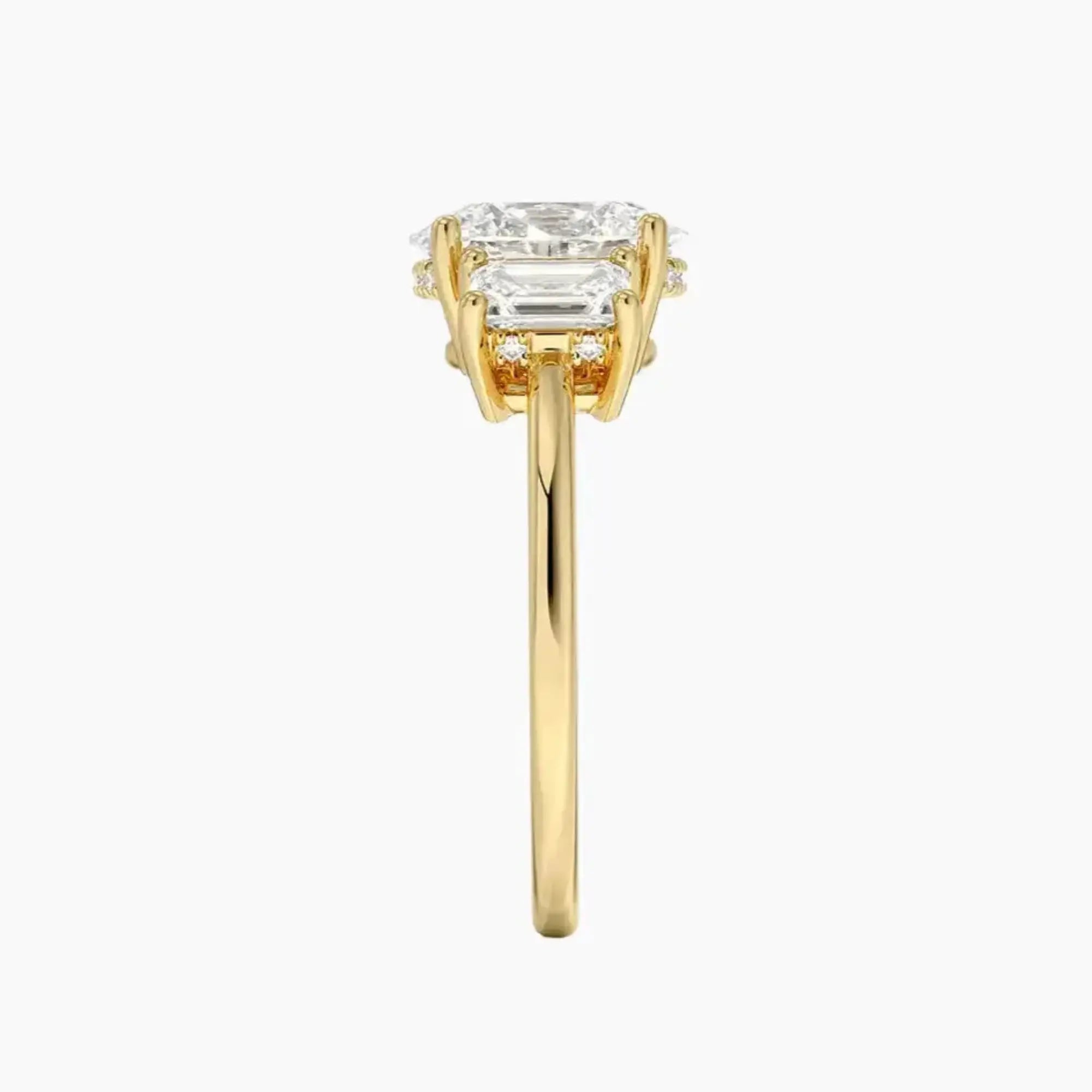 OBSER651 - Aurelia Hidden Halo Three Stone Oval engagement ring setting view 9