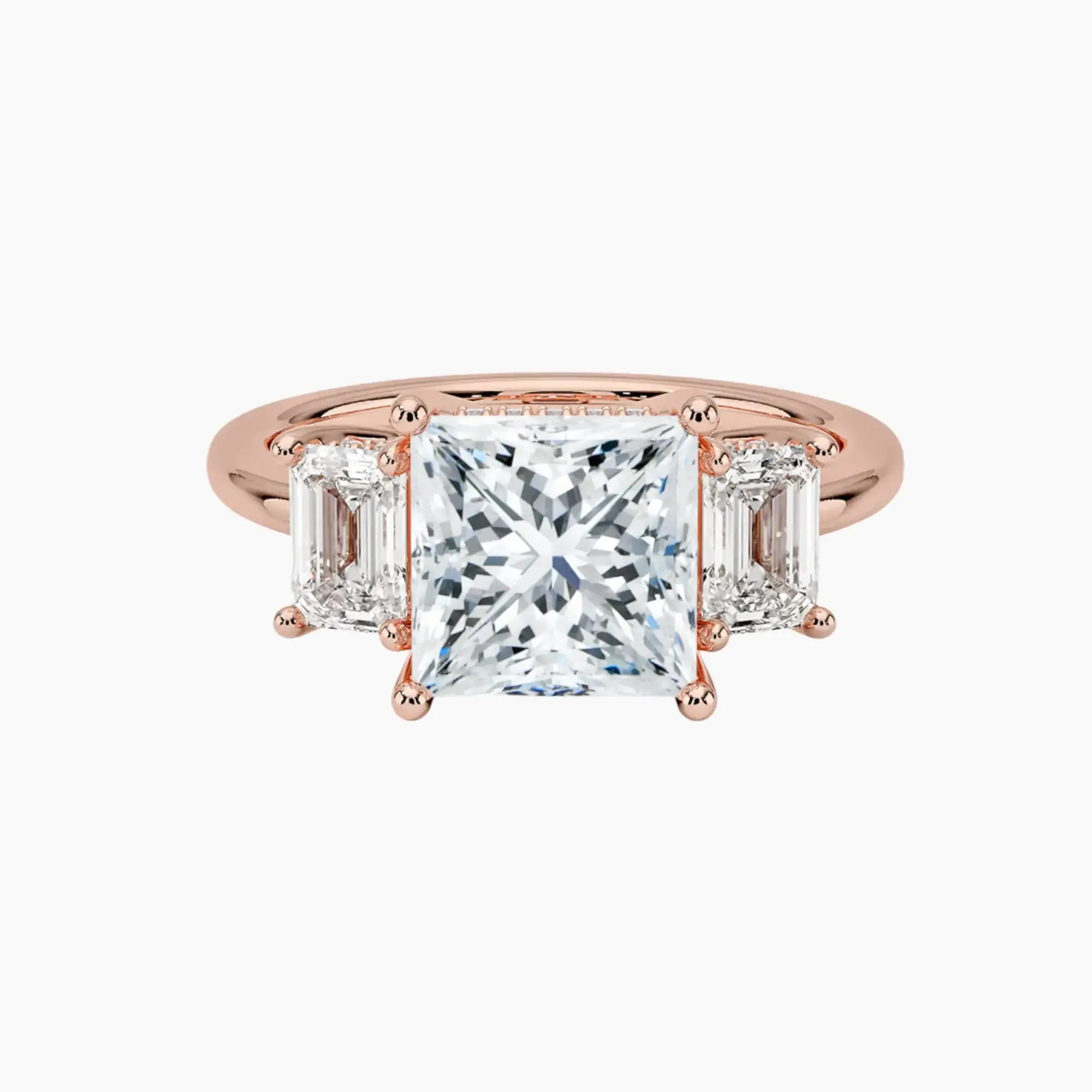OBSER650 - Aurelia Hidden Halo Three Stone Princess engagement ring setting view 4
