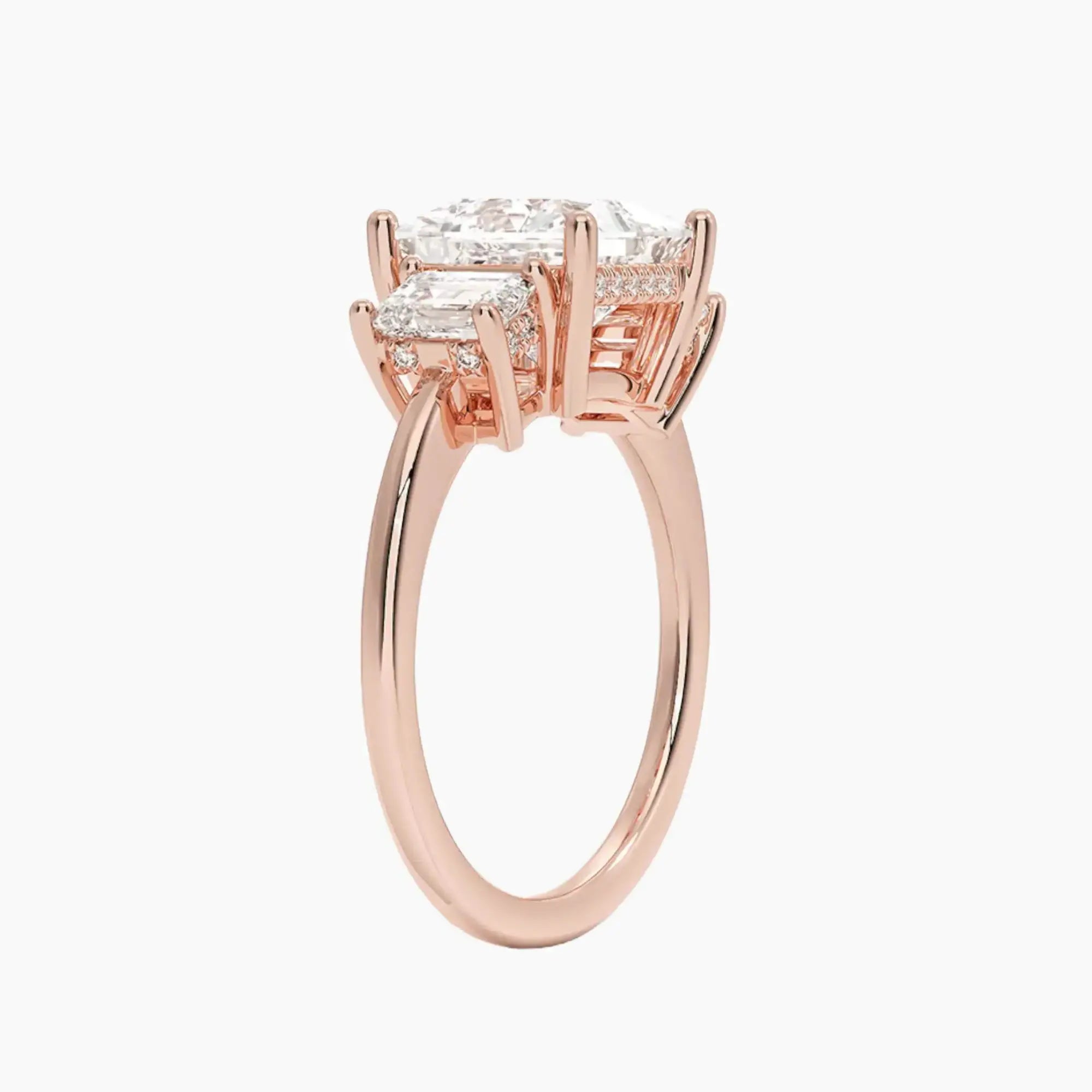 OBSER650 - Aurelia Hidden Halo Three Stone Princess engagement ring setting view 5