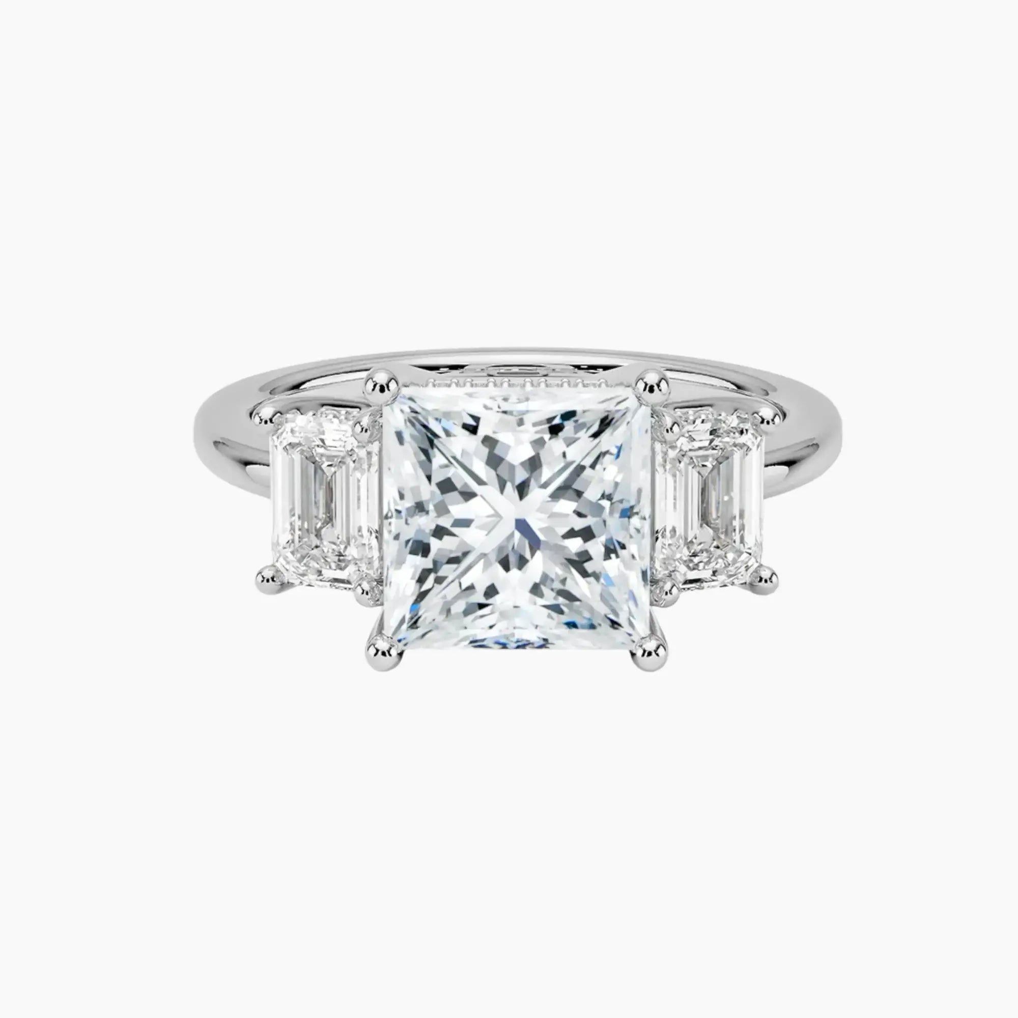 OBSER650 - Aurelia Hidden Halo Three Stone Princess engagement ring setting view 1