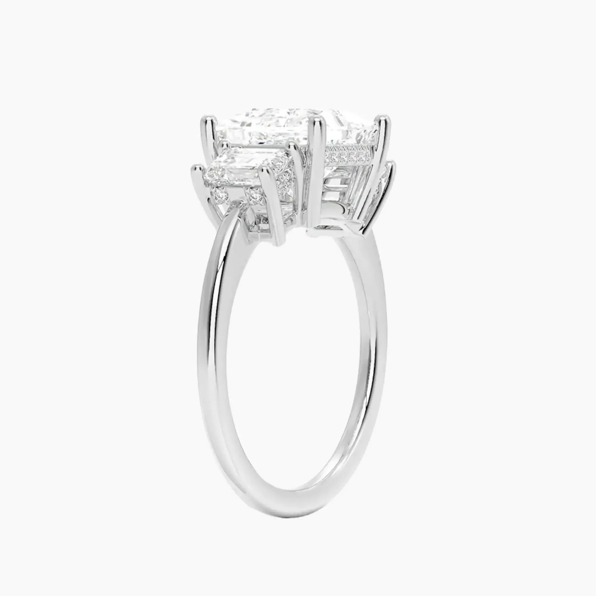 OBSER650 - Aurelia Hidden Halo Three Stone Princess engagement ring setting view 2