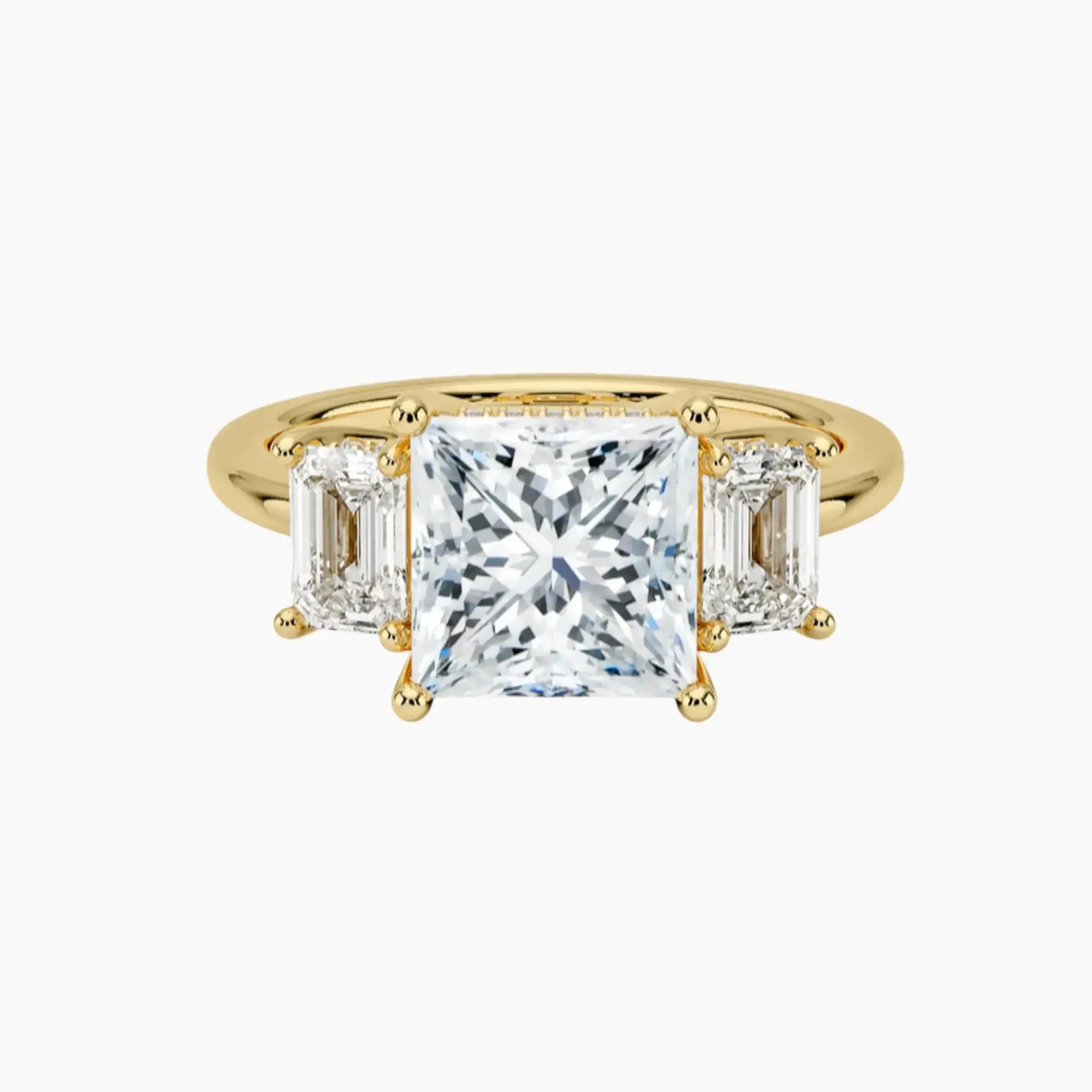 OBSER650 - Aurelia Hidden Halo Three Stone Princess engagement ring setting view 7