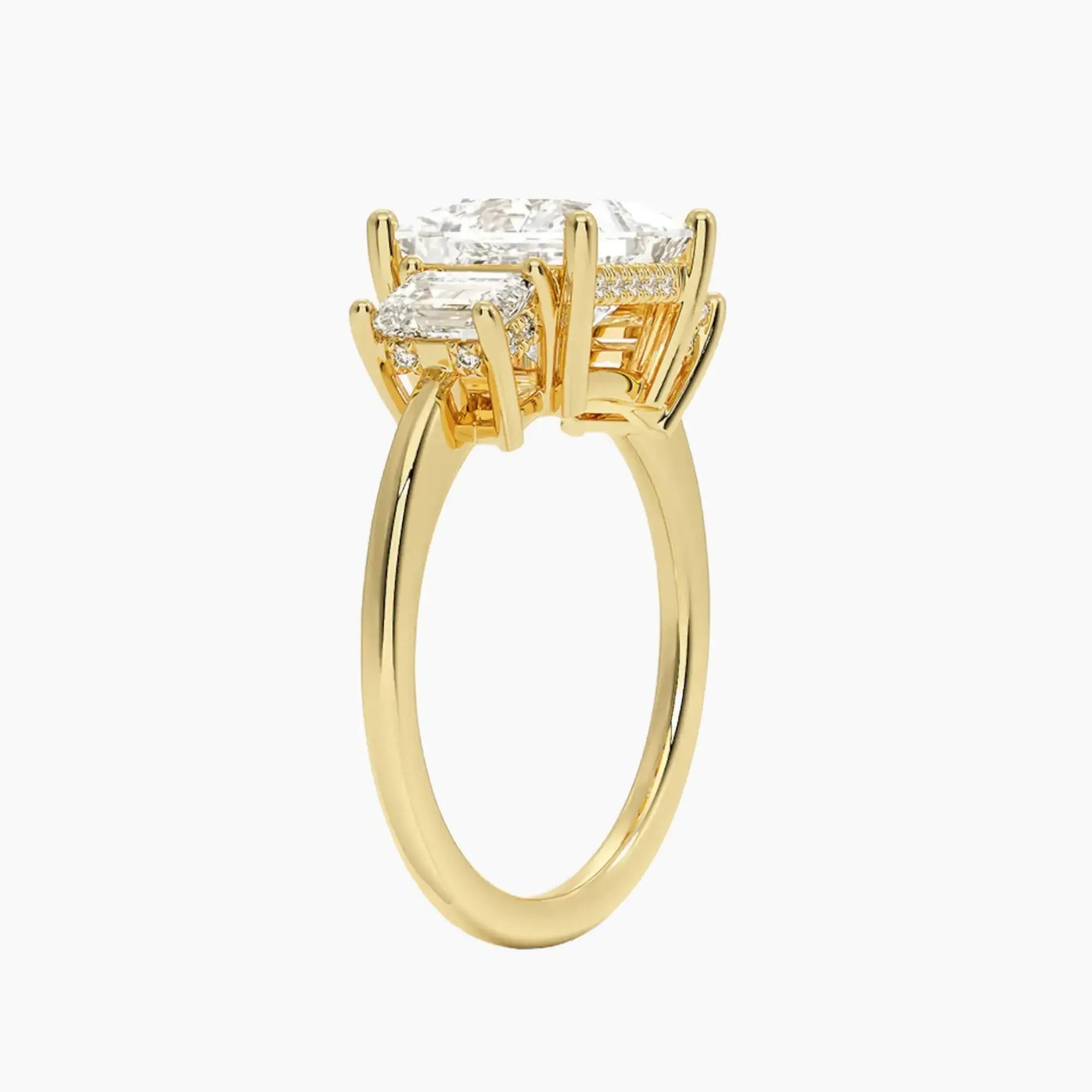 OBSER650 - Aurelia Hidden Halo Three Stone Princess engagement ring setting view 8