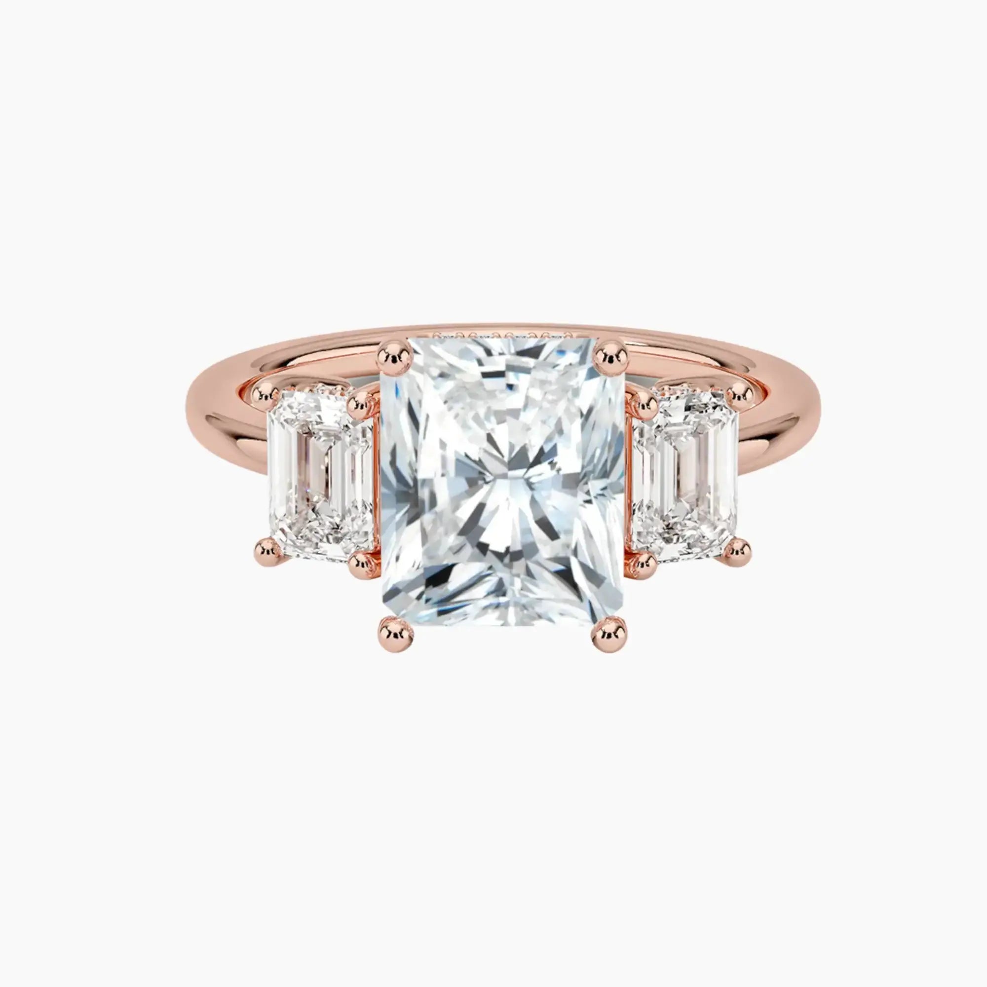 OBSER646 - Aurelia Hidden Halo Three Stone Radiant engagement ring setting view 4