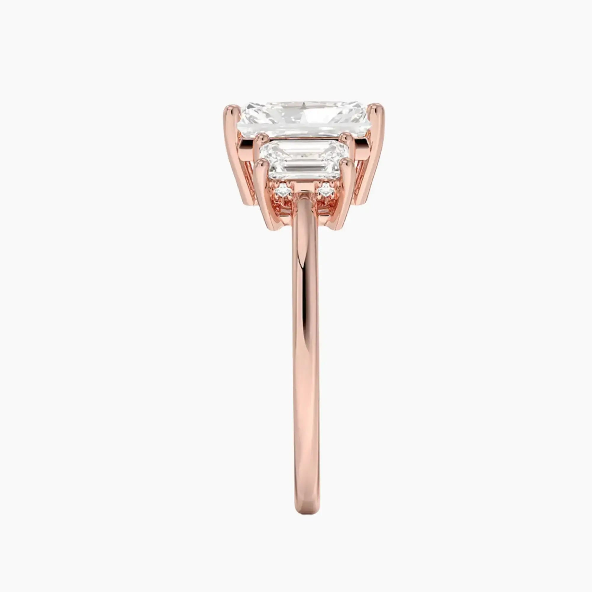 OBSER646 - Aurelia Hidden Halo Three Stone Radiant engagement ring setting view 6