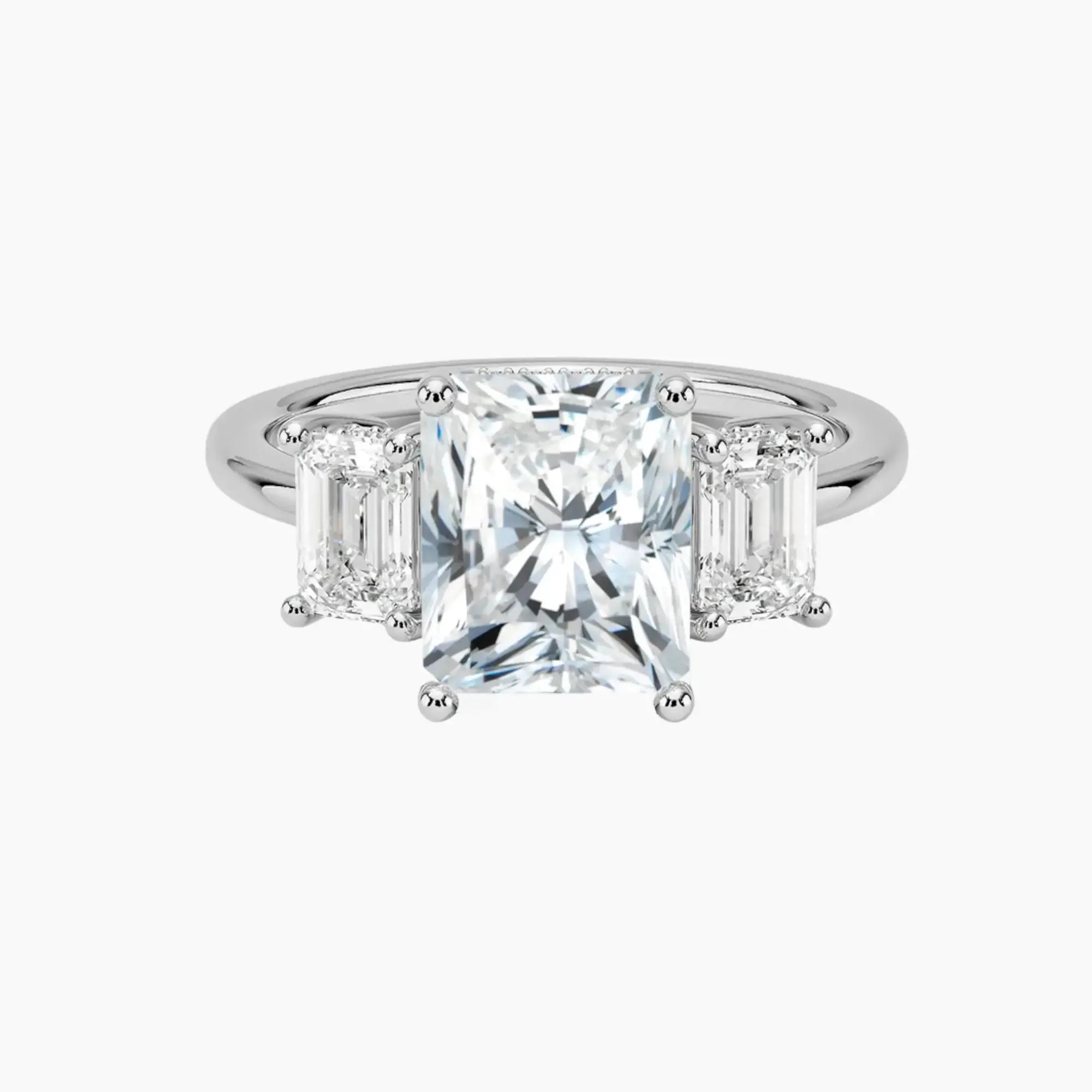 OBSER646 - Aurelia Hidden Halo Three Stone Radiant engagement ring setting view 1