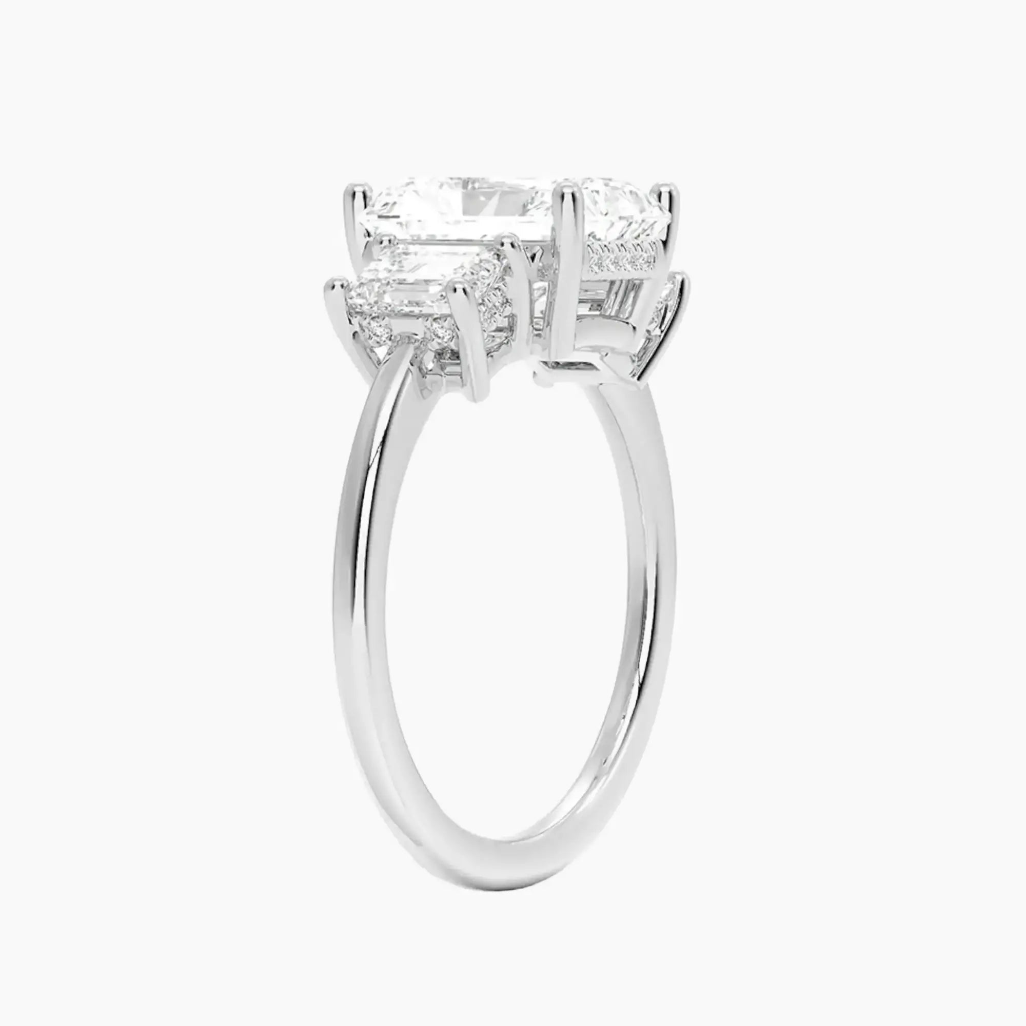 OBSER646 - Aurelia Hidden Halo Three Stone Radiant engagement ring setting view 2