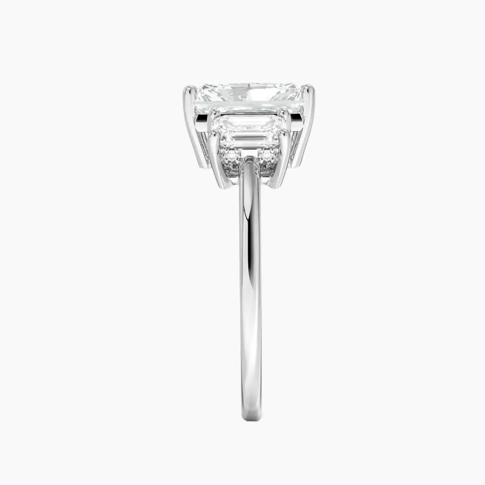 OBSER646 - Aurelia Hidden Halo Three Stone Radiant engagement ring setting view 3