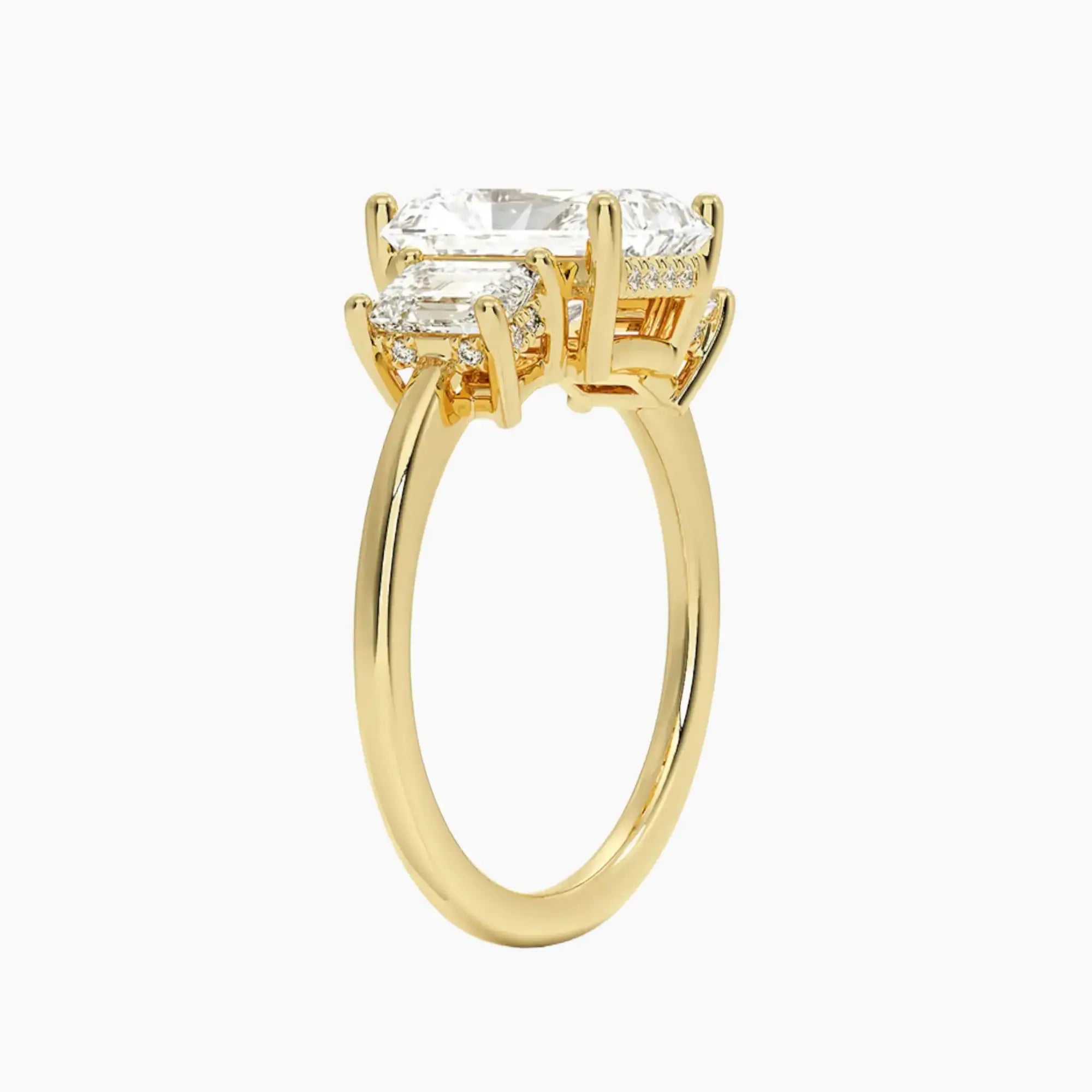 OBSER646 - Aurelia Hidden Halo Three Stone Radiant engagement ring setting view 8