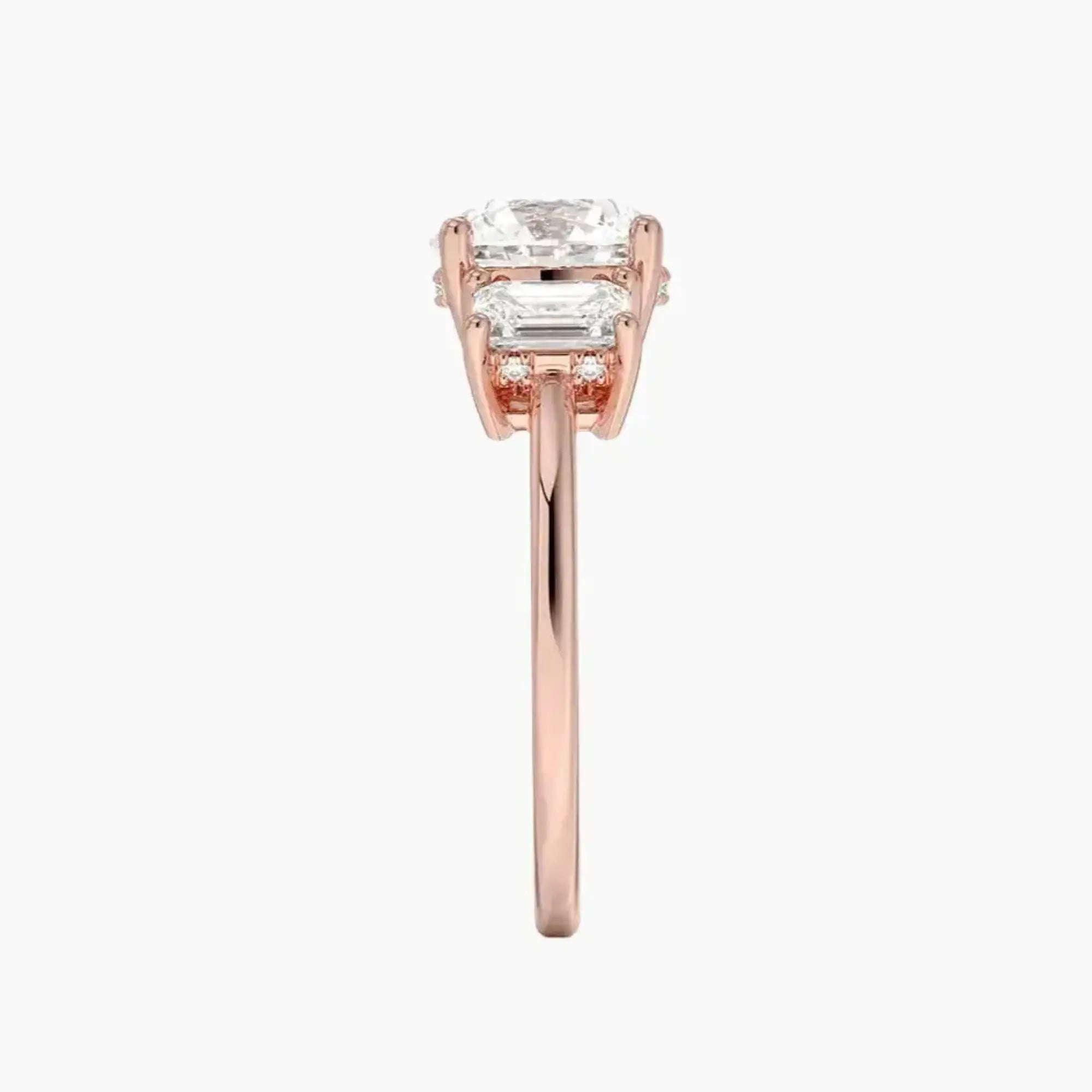 OBSER652 - Aurelia Hidden Halo Three Stone Round engagement ring setting view 6