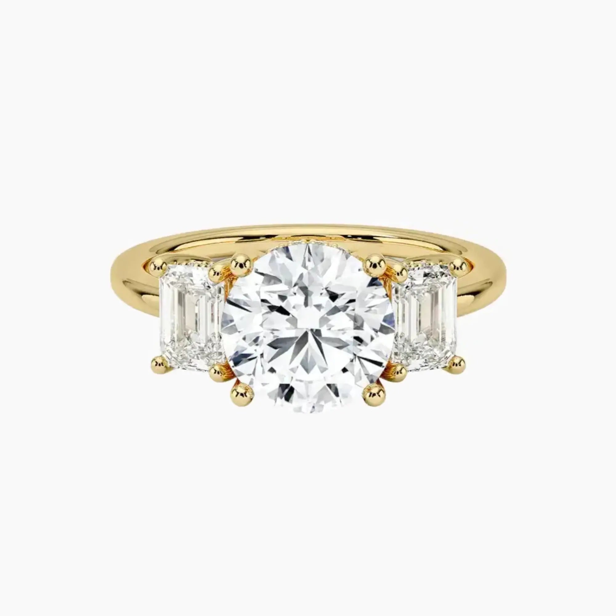 OBSER652 - Aurelia Hidden Halo Three Stone Round engagement ring setting view 7