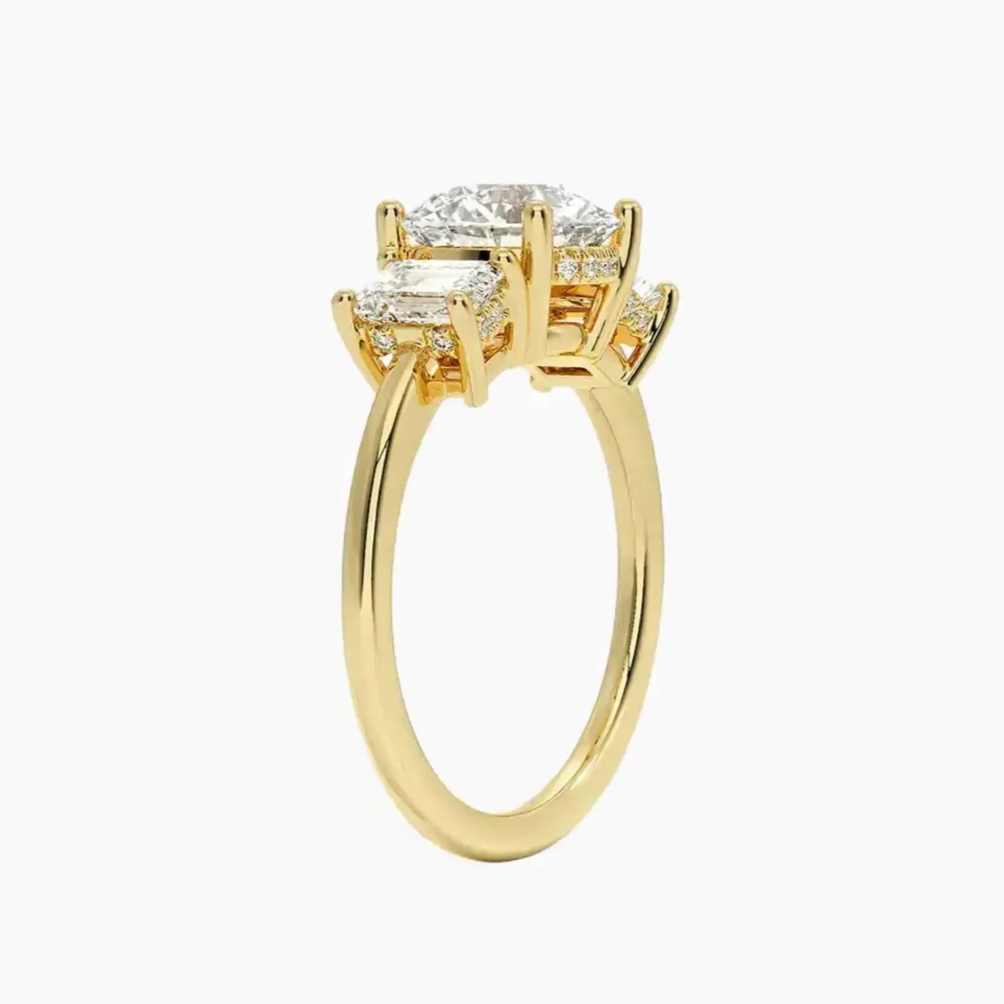 OBSER652 - Aurelia Hidden Halo Three Stone Round engagement ring setting view 8