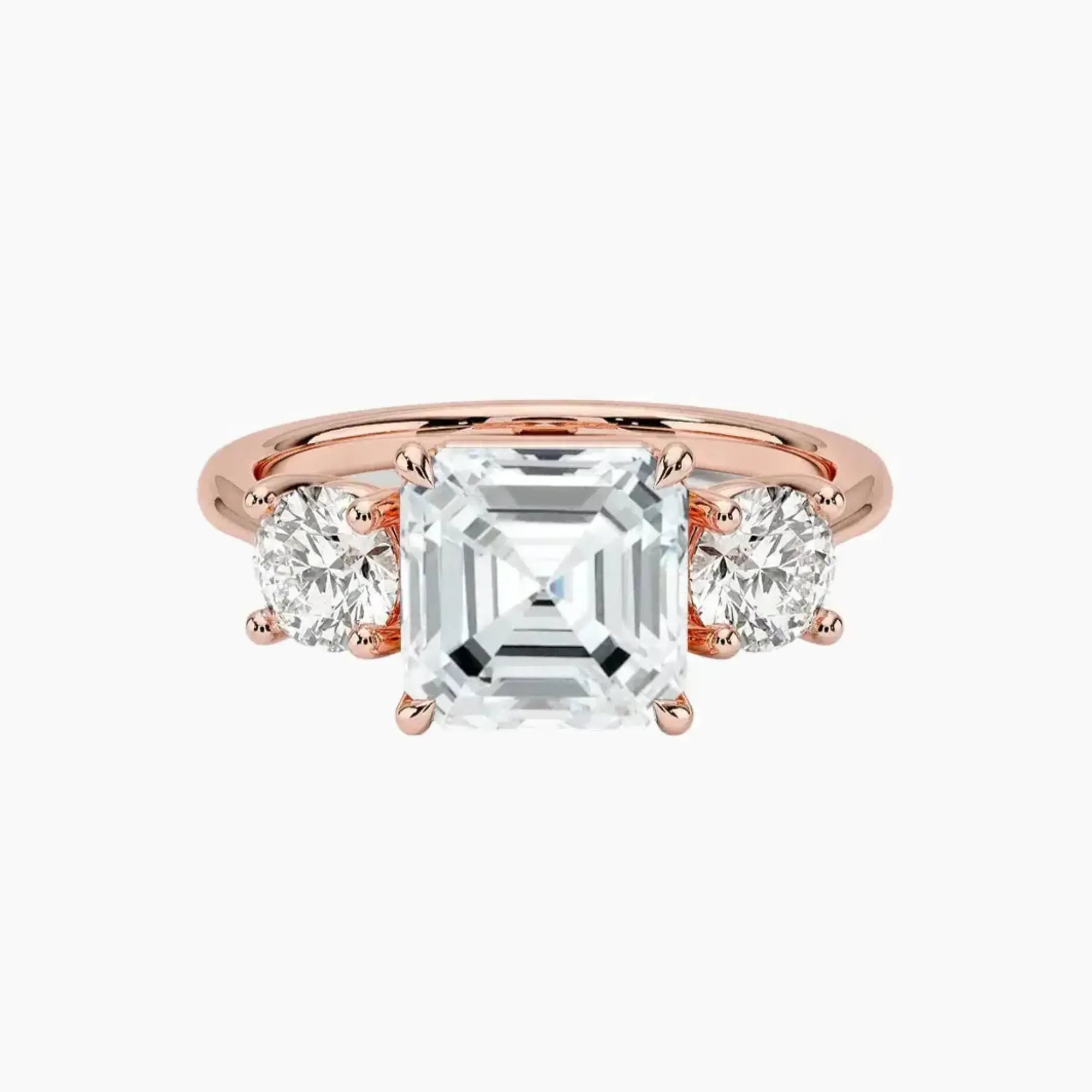 OBSER597 - Seraphina Three Stone Asscher engagement ring setting view 4