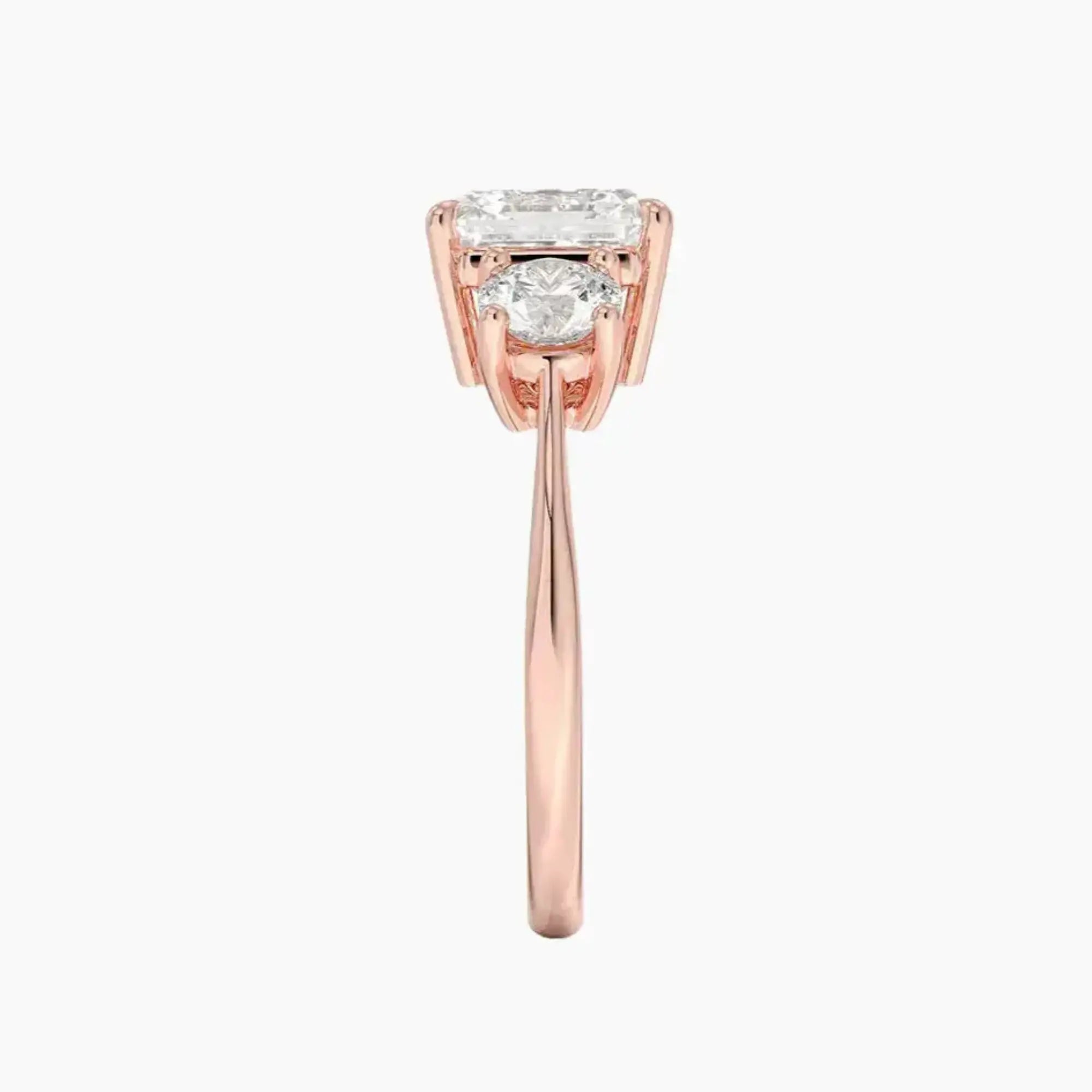 OBSER597 - Seraphina Three Stone Asscher engagement ring setting view 6