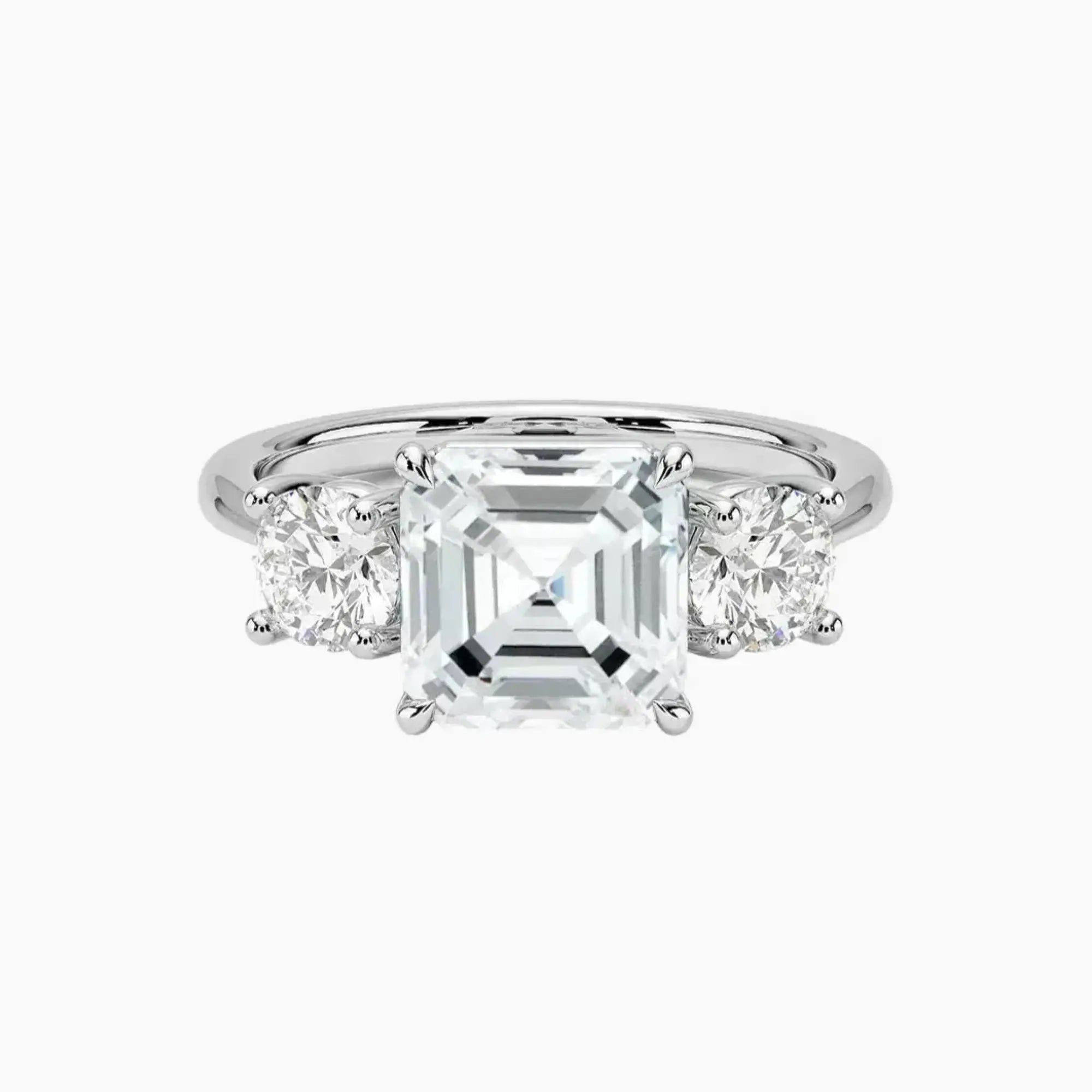 OBSER597 - Seraphina Three Stone Asscher engagement ring setting view 1