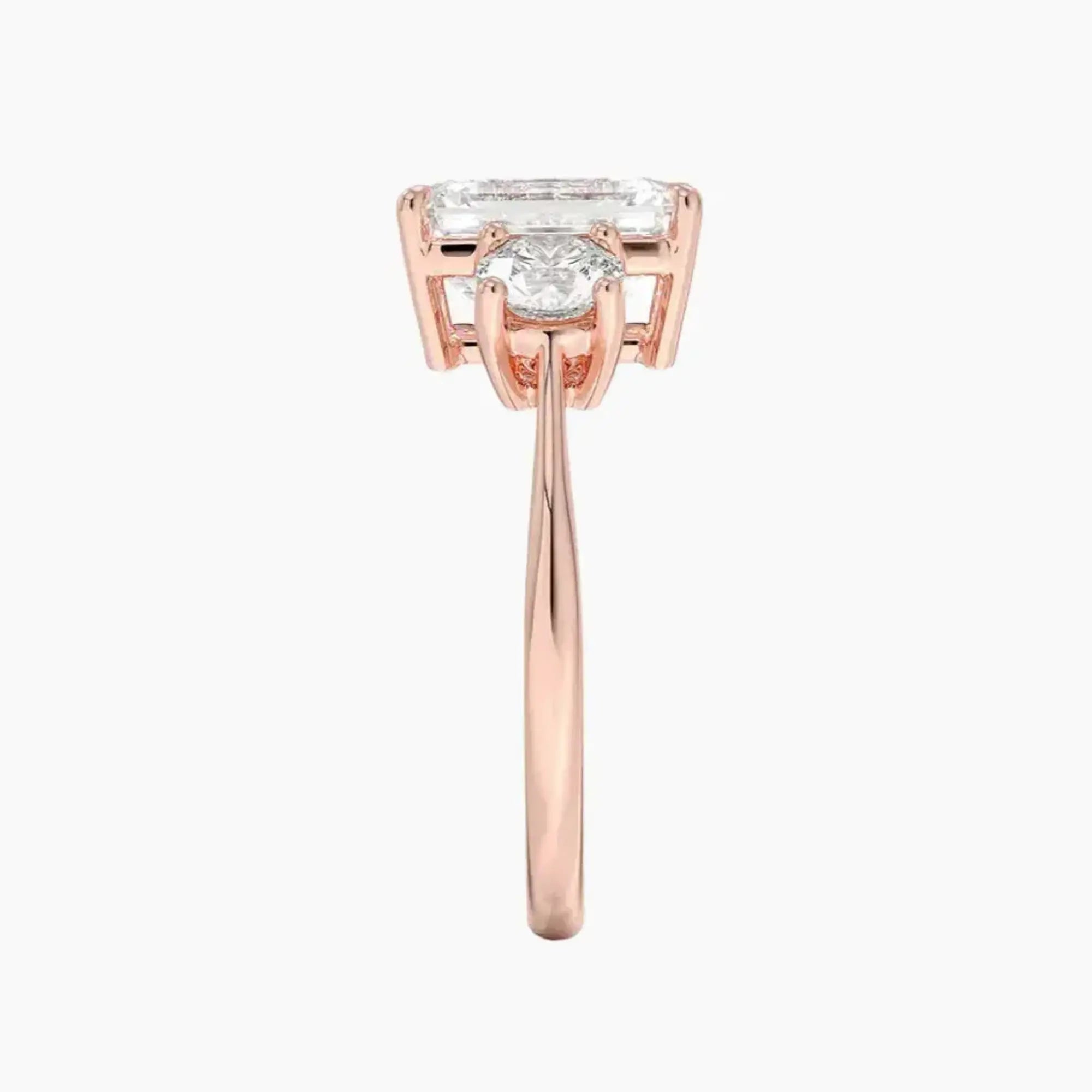 OBSER599 - Seraphina Three Stone Emerald engagement ring setting view 6