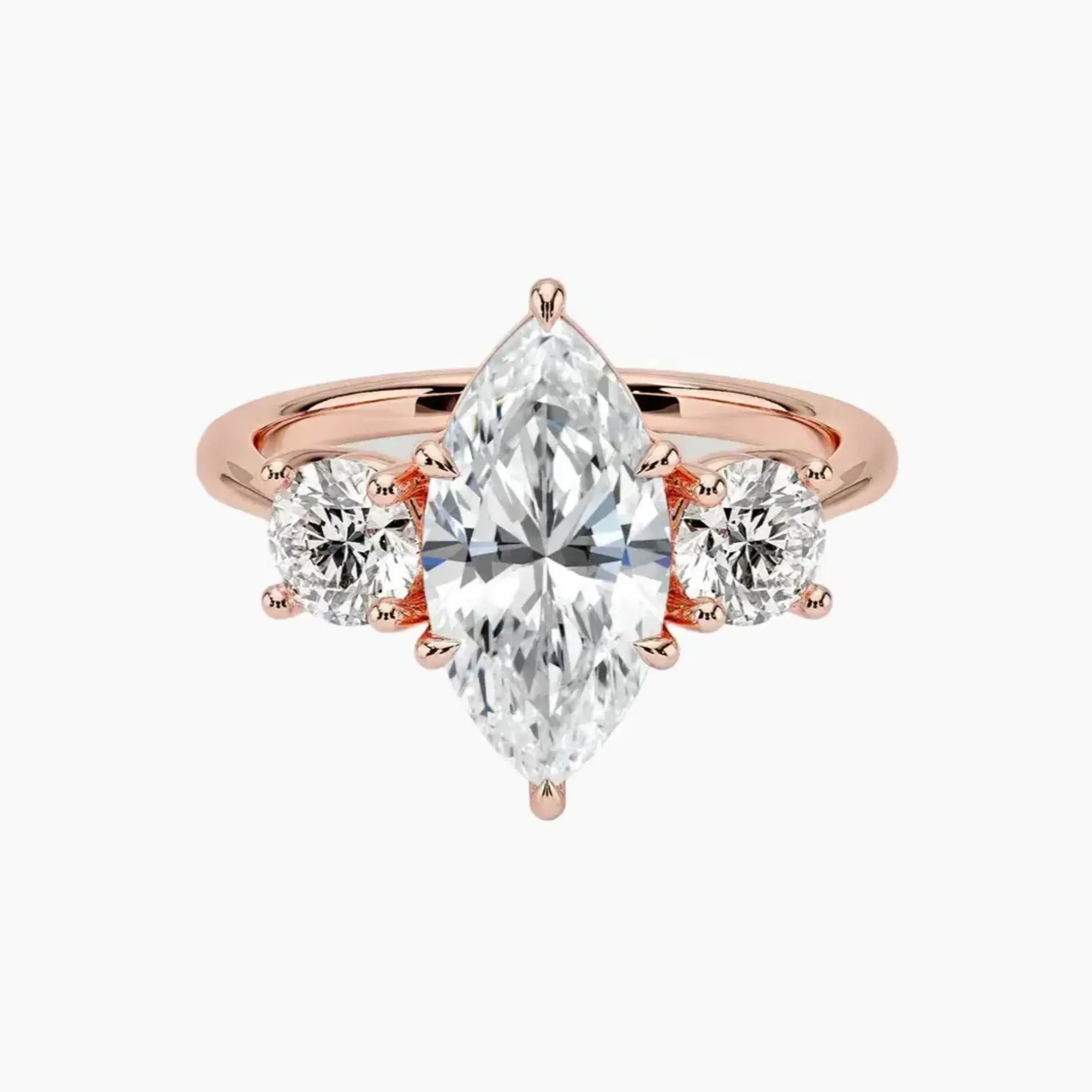 OBSER598 - Seraphina Three Stone Marquise engagement ring setting view 4