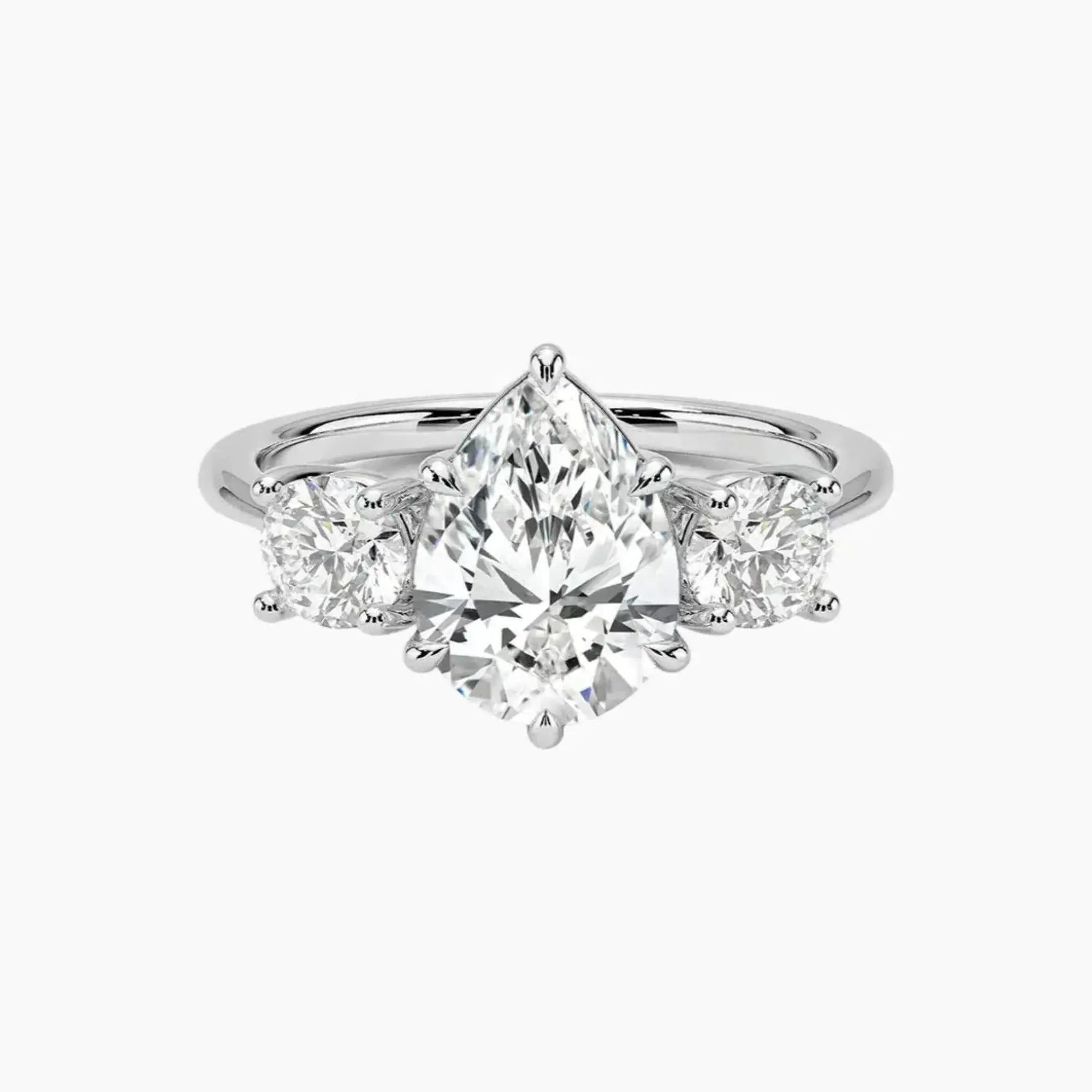 OBSER601 - Seraphina Three Stone Pear engagement ring setting view 1