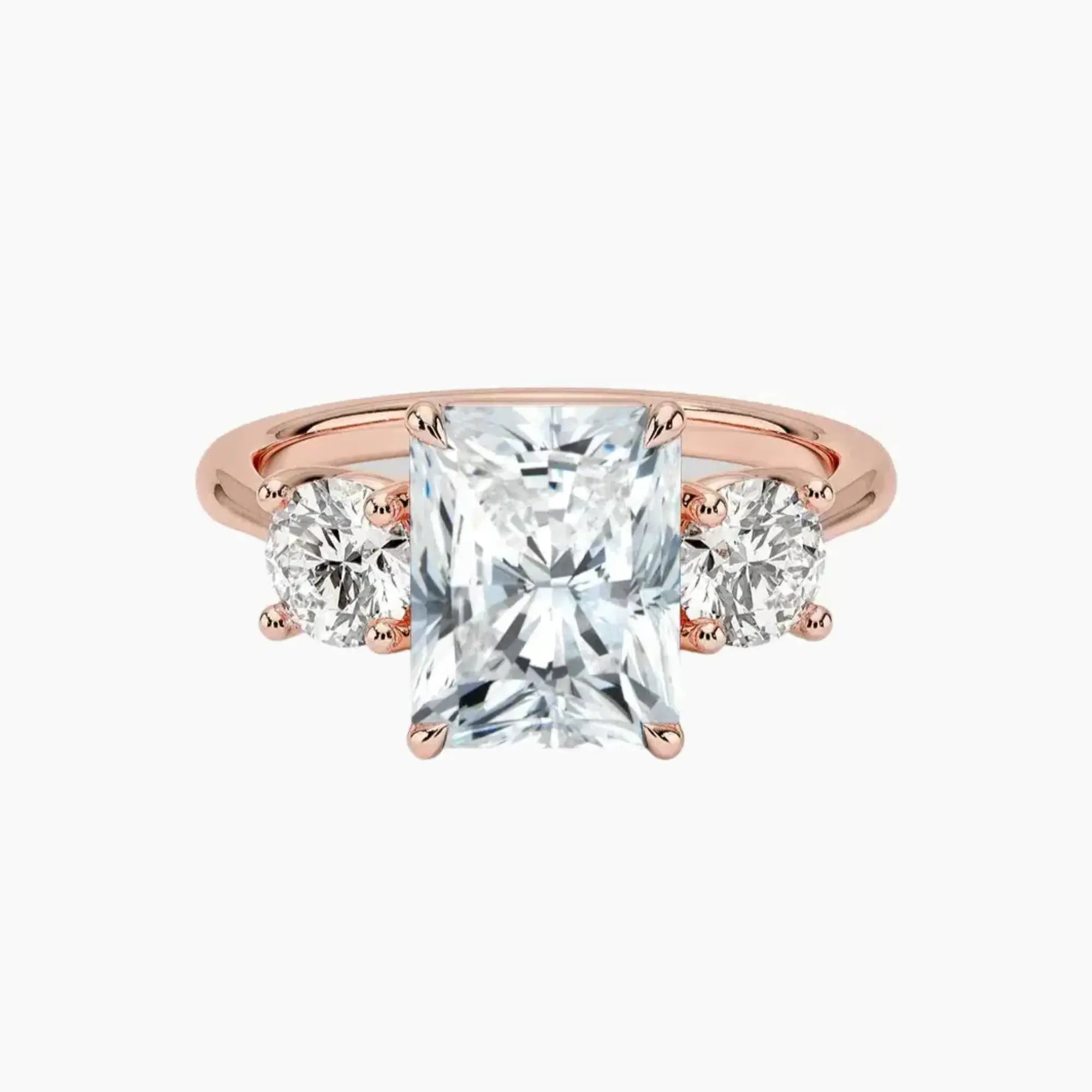 OBSER596 - Seraphina Three Stone Radiant engagement ring setting view 4
