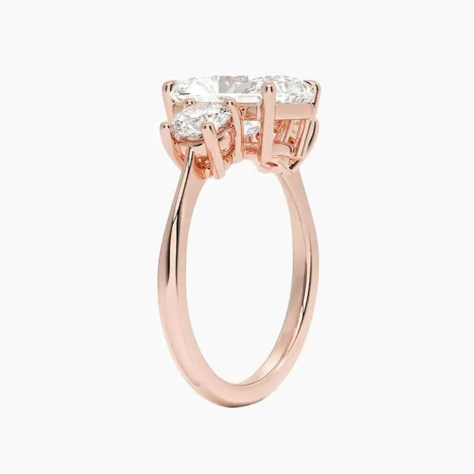 OBSER596 - Seraphina Three Stone Radiant engagement ring setting view 5