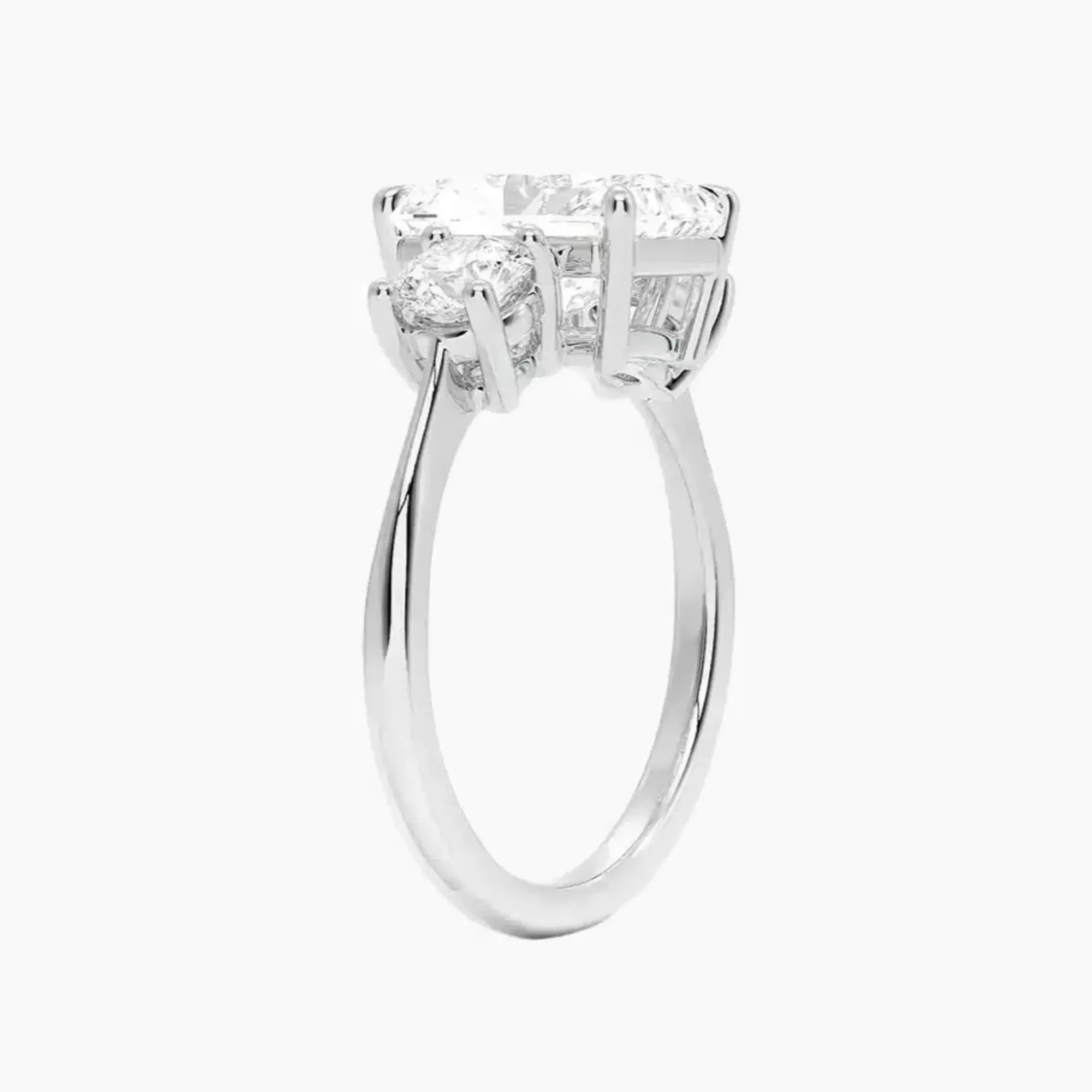 OBSER596 - Seraphina Three Stone Radiant engagement ring setting view 2