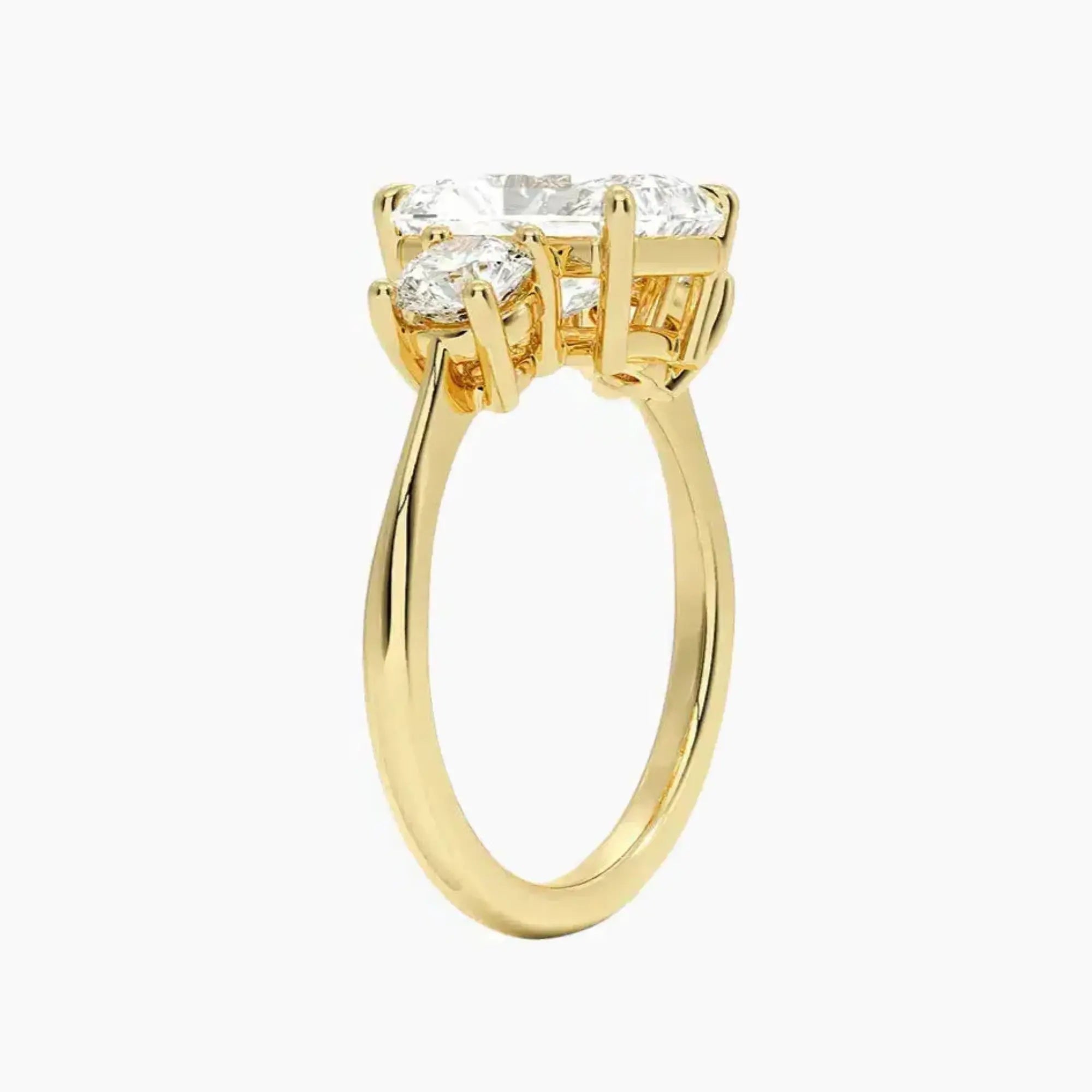 OBSER596 - Seraphina Three Stone Radiant engagement ring setting view 8