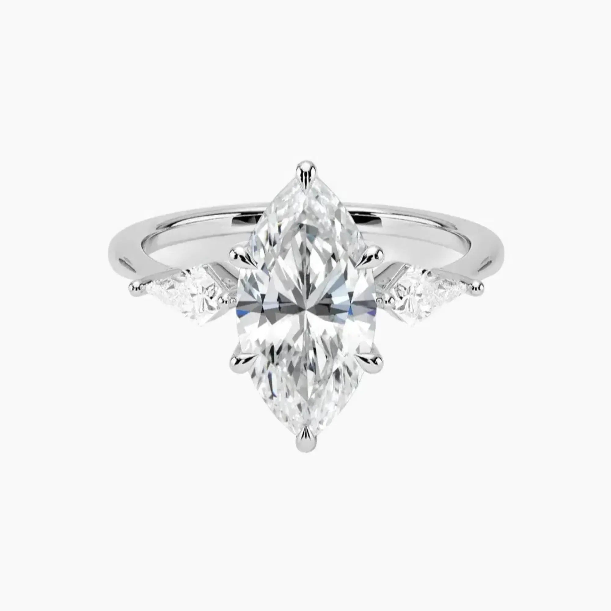 OBSER553 - Isolde Three Stone Marquise engagement ring setting view 1
