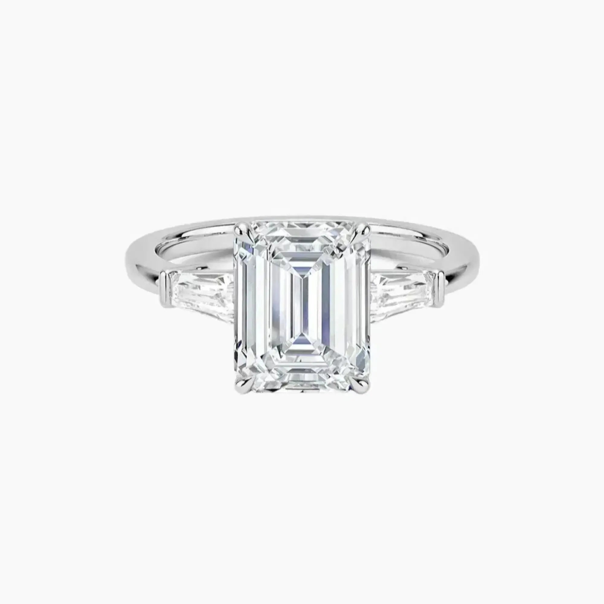 OBSER669 - Nyx Three Stone Emerald engagement ring setting view 1