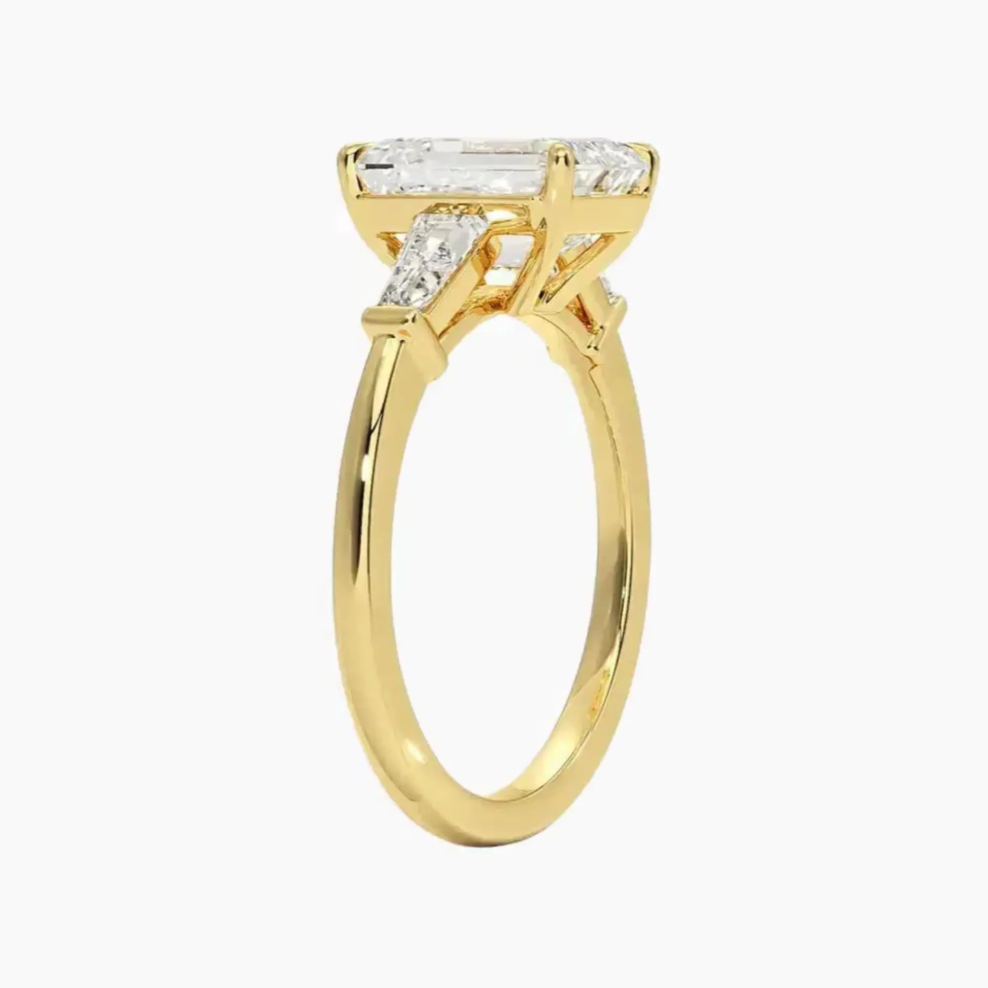 OBSER669 - Nyx Three Stone Emerald engagement ring setting view 8